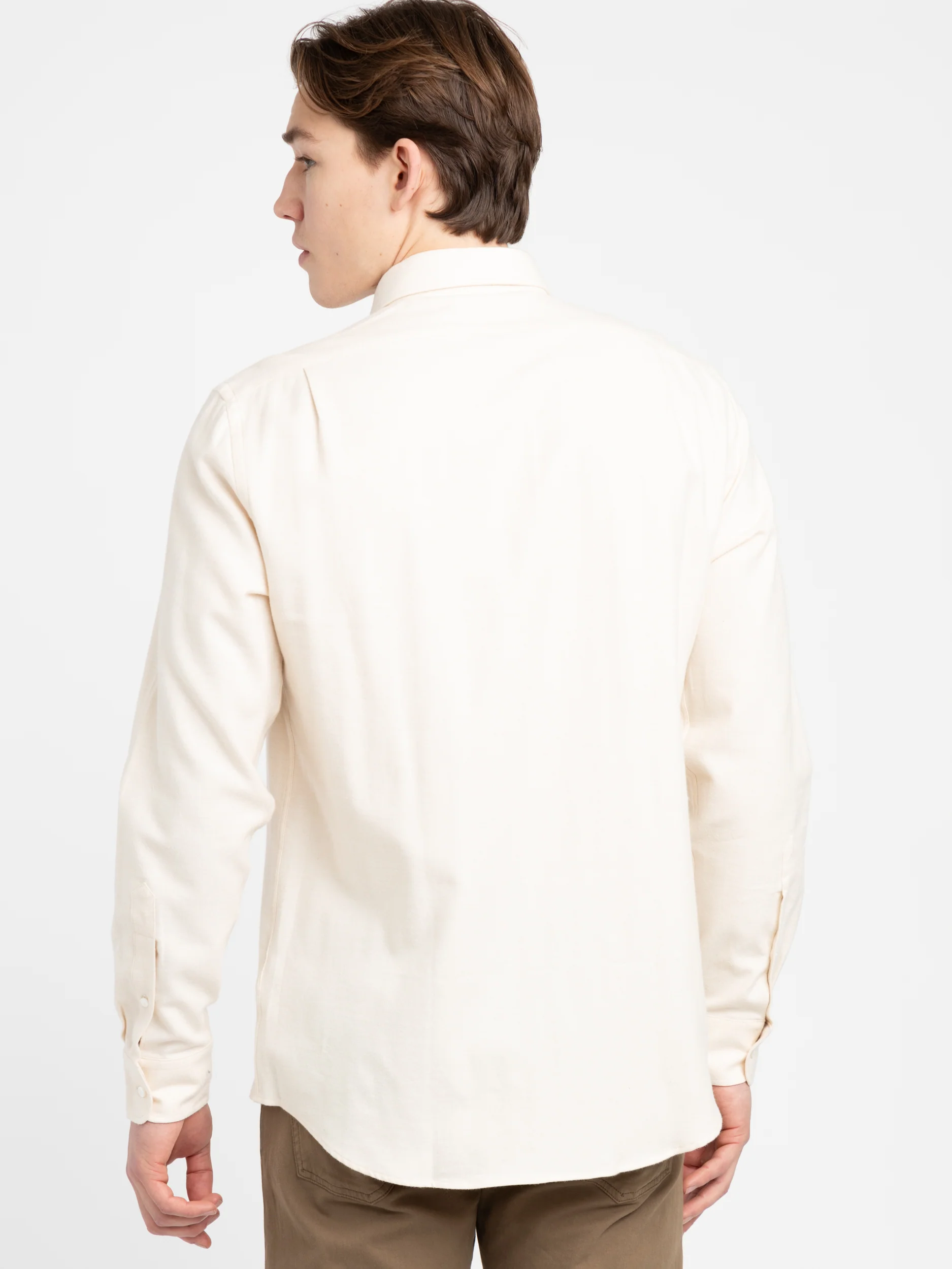Cream Herringbone Flannel Shirt - Image 5