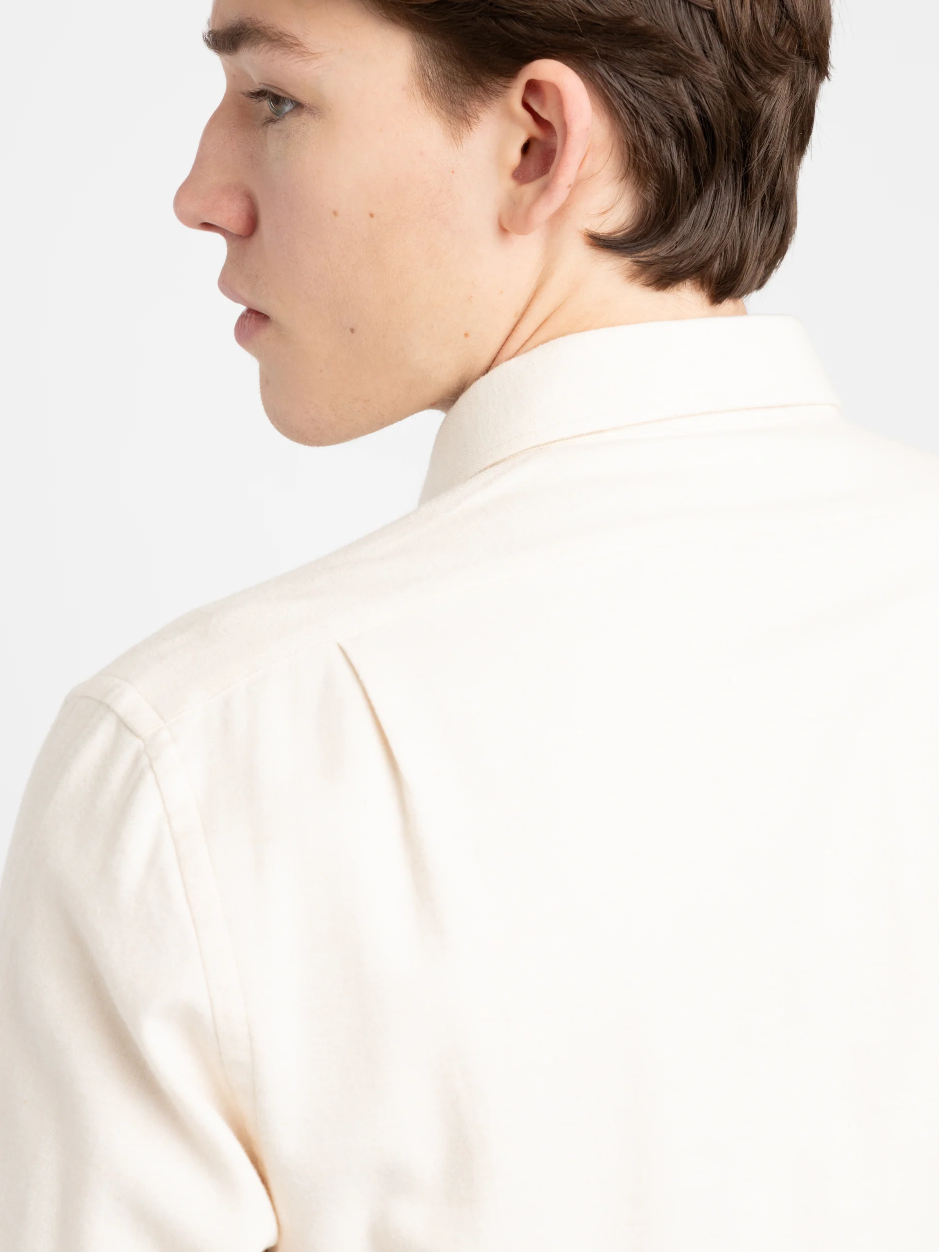 Cream Herringbone Flannel Shirt - Image 7