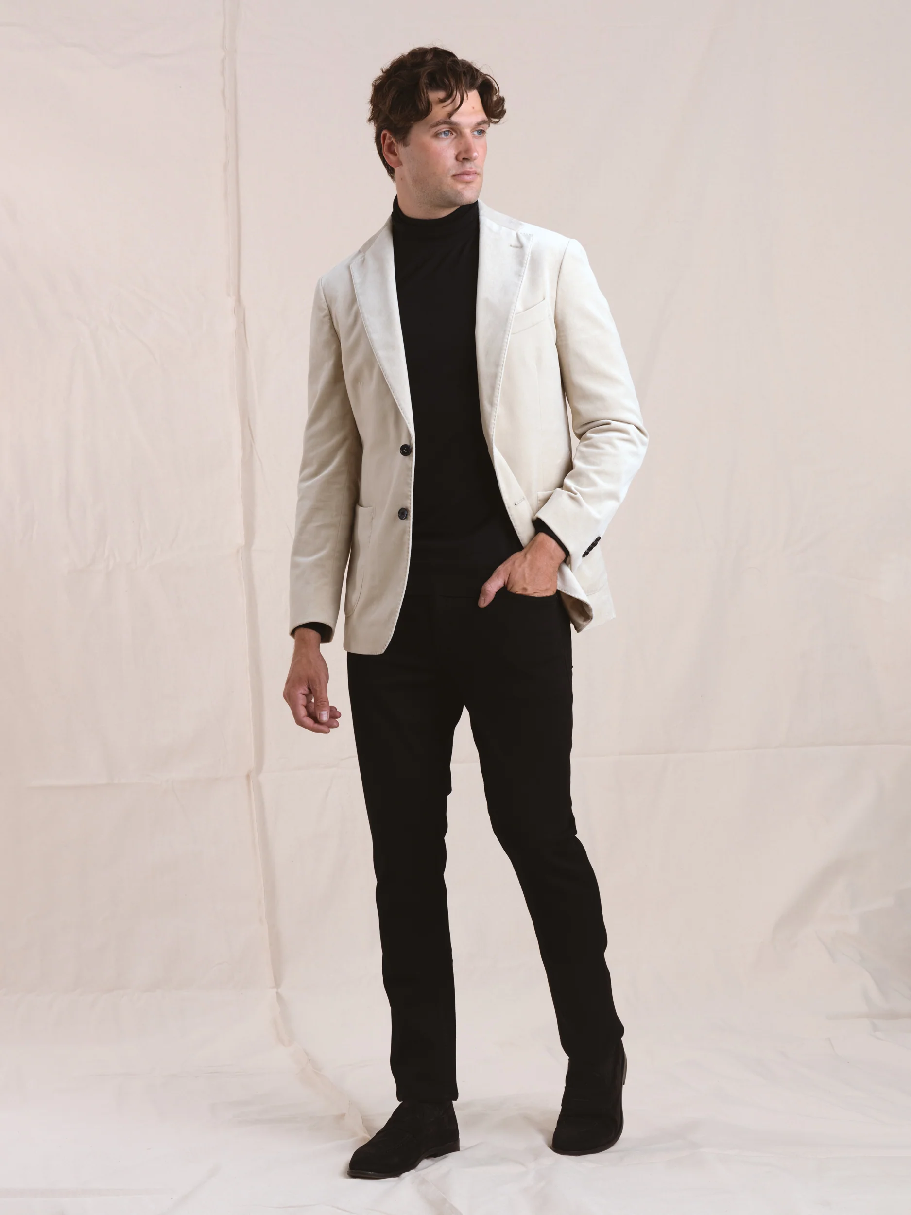 Cream Velvet Sport Jacket - Image 2