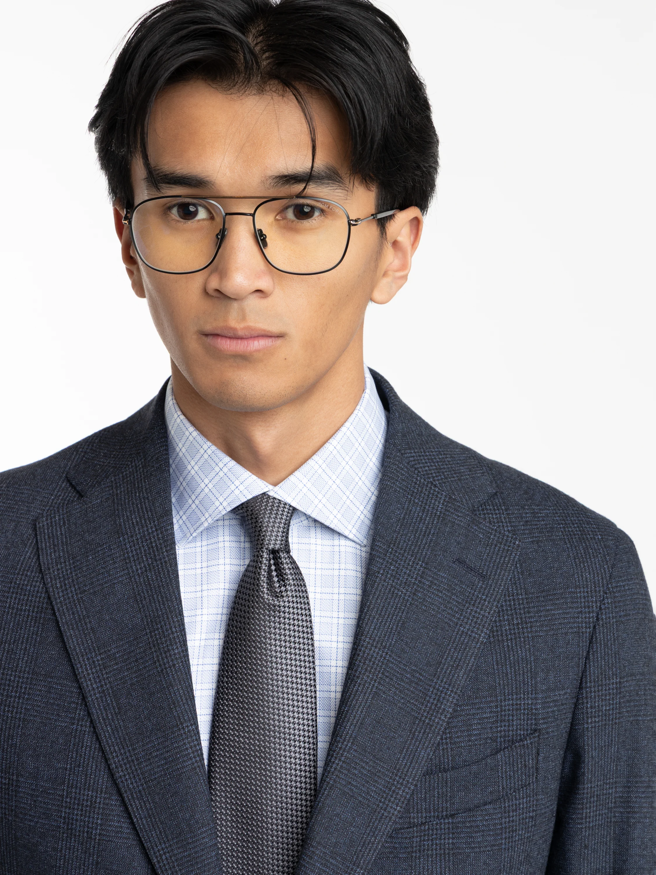 Navy Micro Houndstooth Wool Suit - Image 6