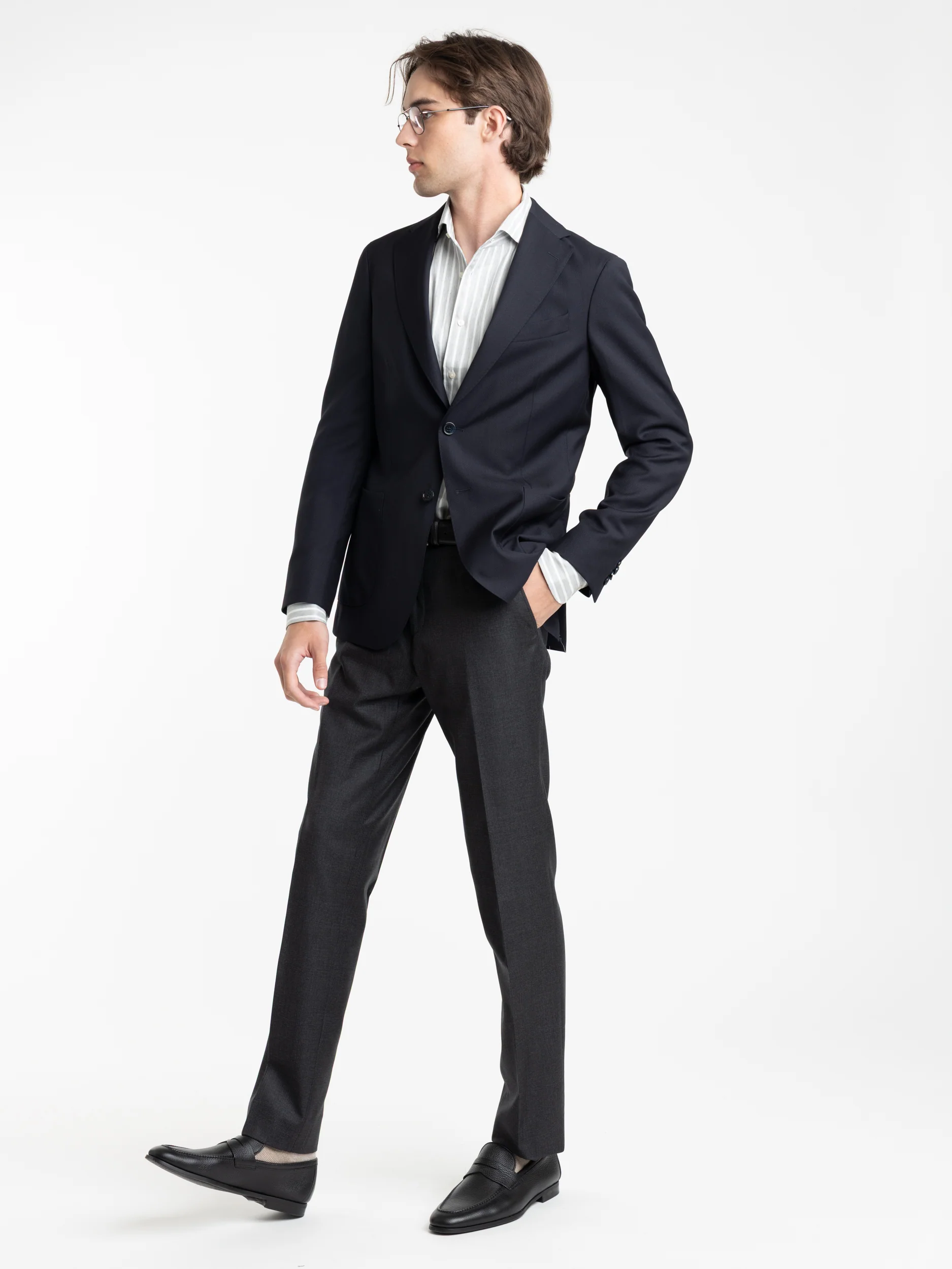 Navy Wool Sport Jacket - Image 6