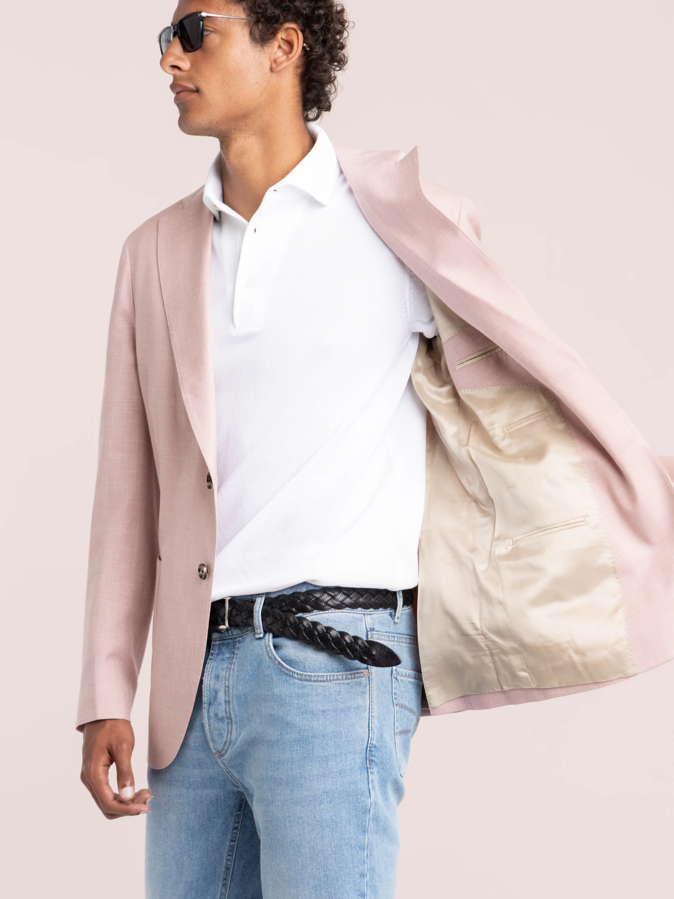 Pink Wool-Silk-Linen Blend Sport Jacket - Image 3