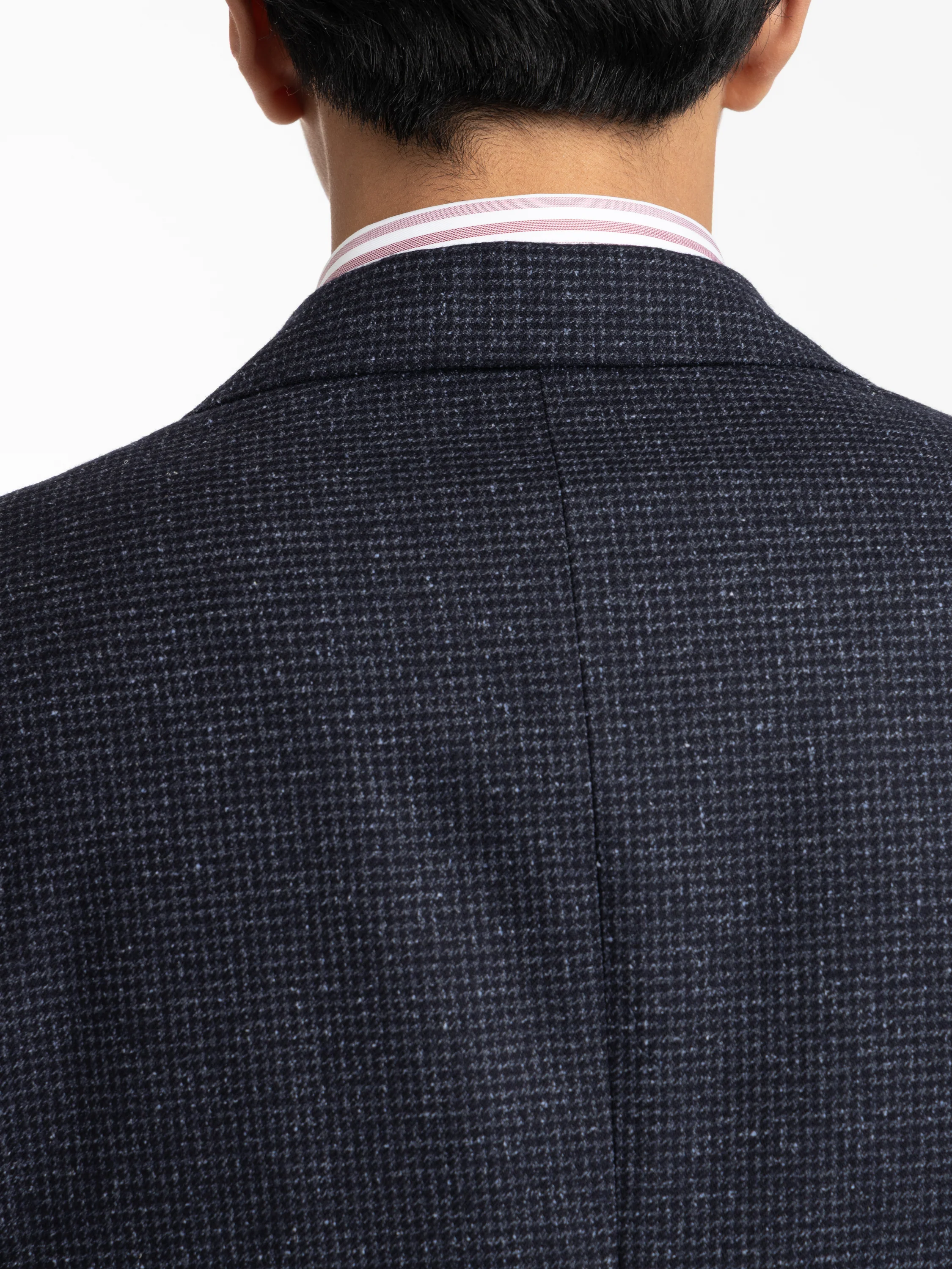 Navy Wool Micro-Check Sport Jacket - Image 6