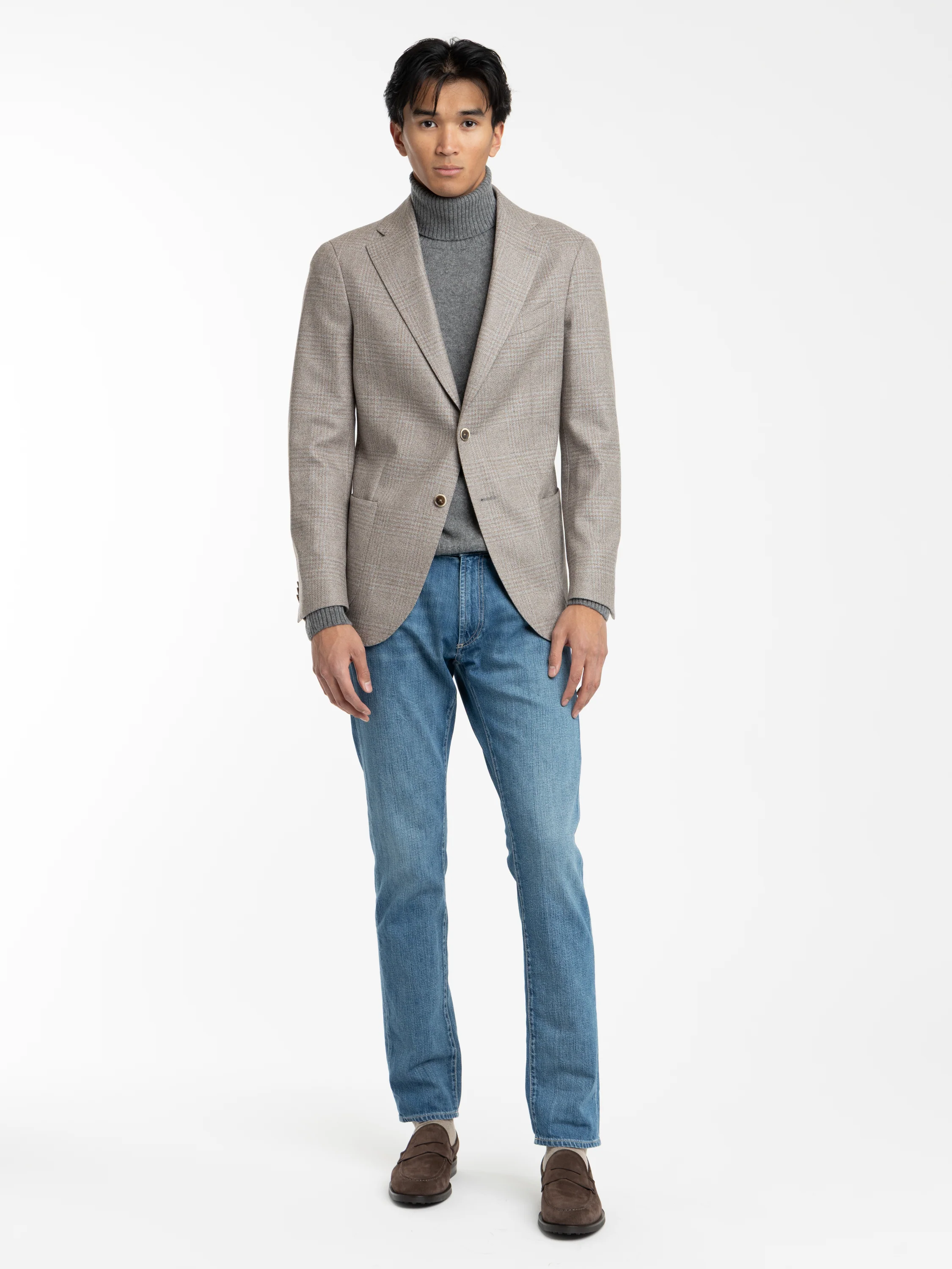 Light Brown-Grey Wool Glencheck Sport Jacket - Image 2