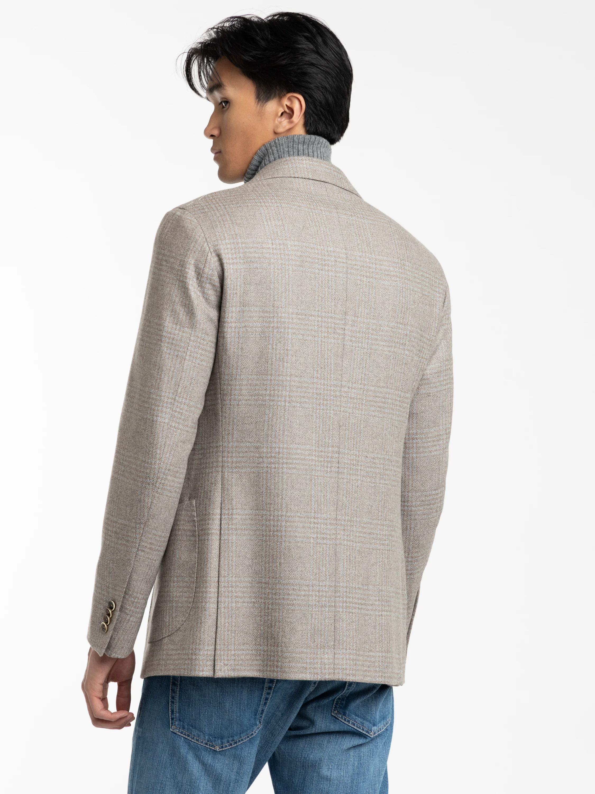 Light Brown-Grey Wool Glencheck Sport Jacket - Image 4
