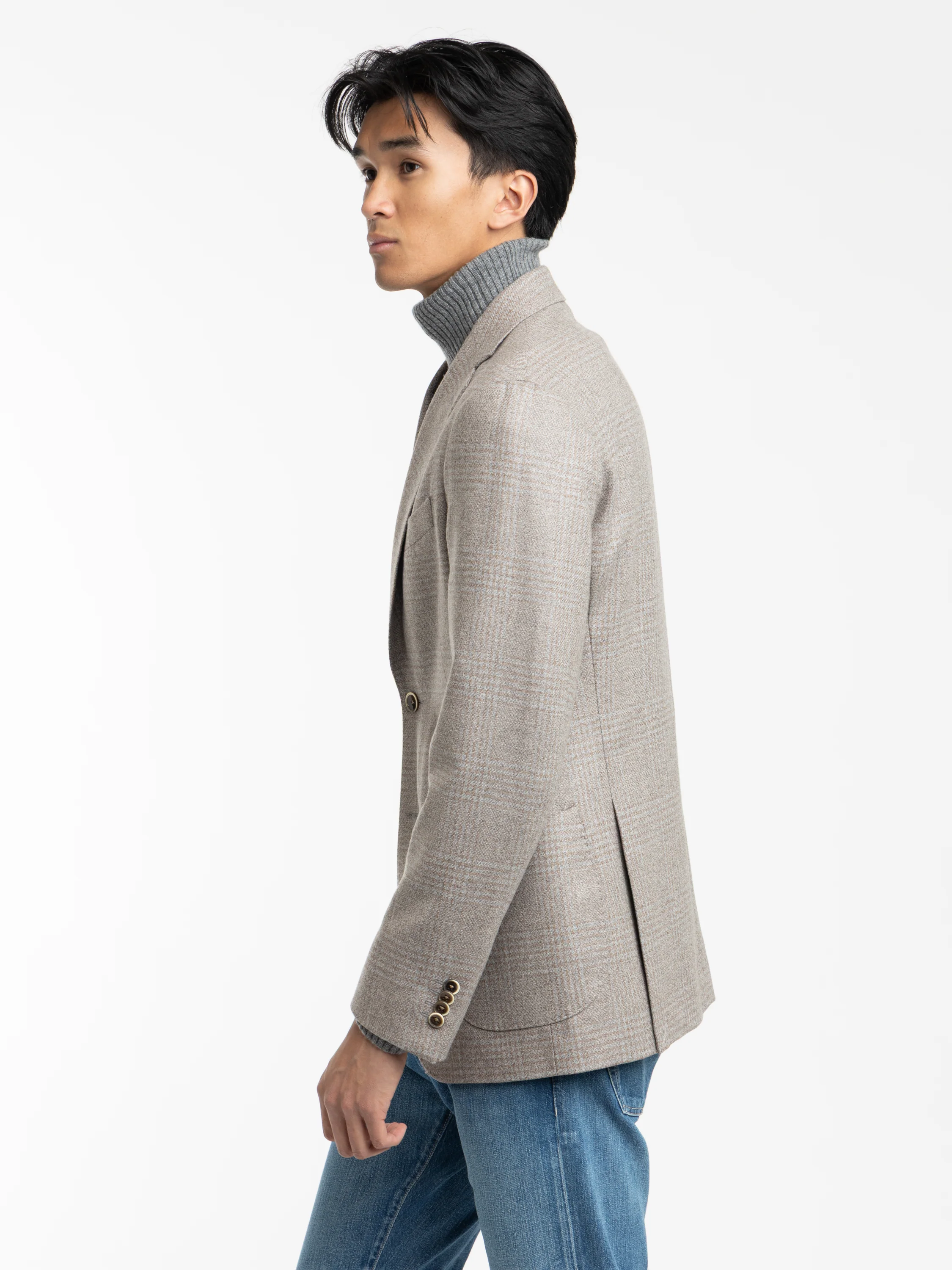 Light Brown-Grey Wool Glencheck Sport Jacket - Image 5