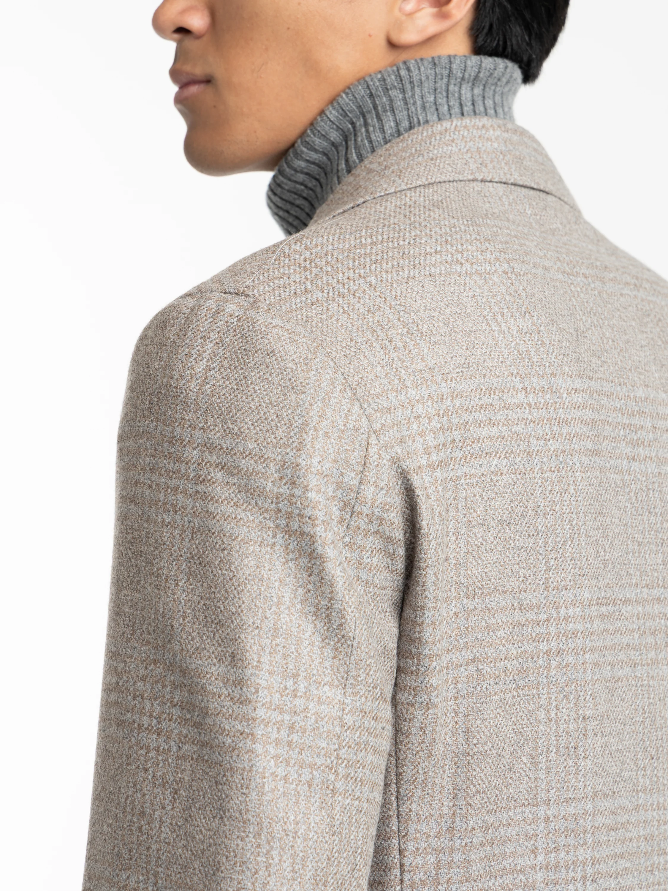 Light Brown-Grey Wool Glencheck Sport Jacket - Image 7
