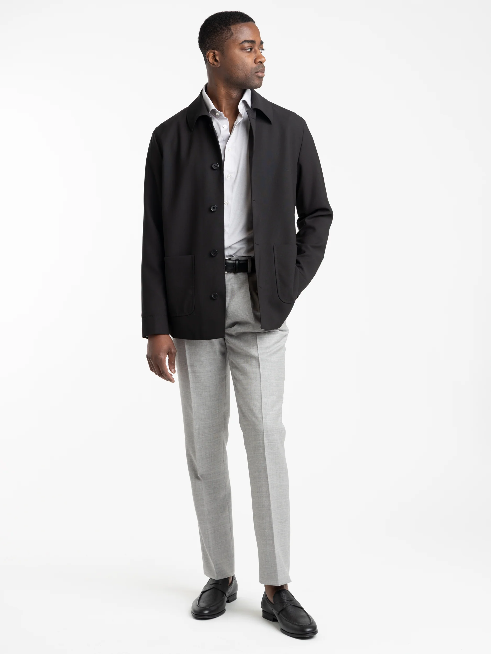 Black Wool Tailored Overshirt - Image 2