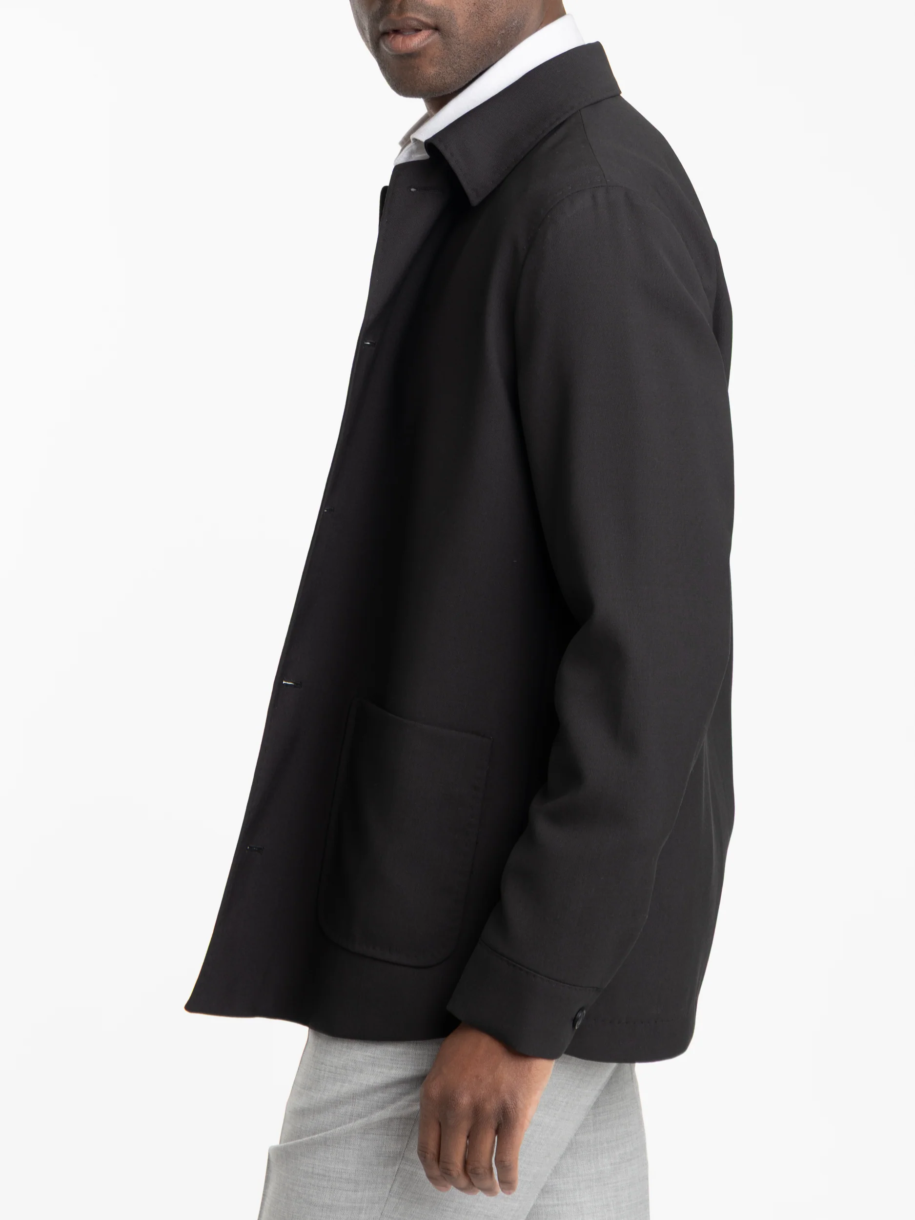 Black Wool Tailored Overshirt - Image 3