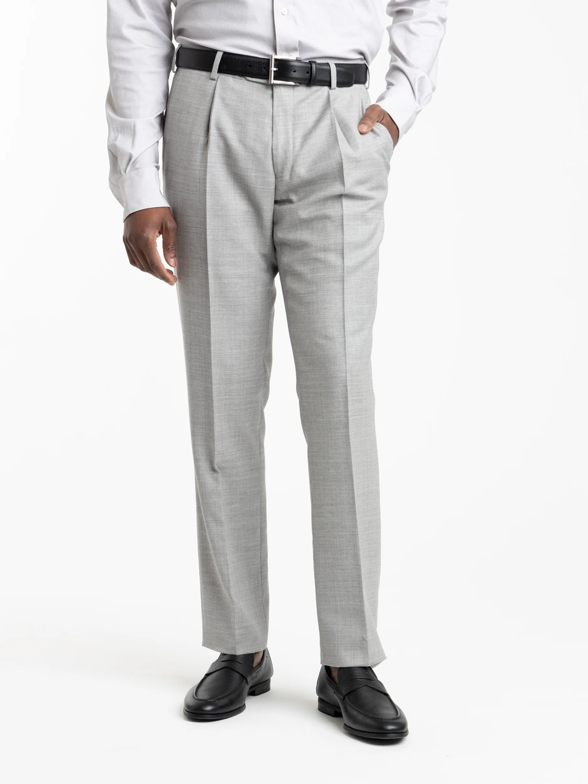 Heather Grey Single Pleat Wool Dress Pant