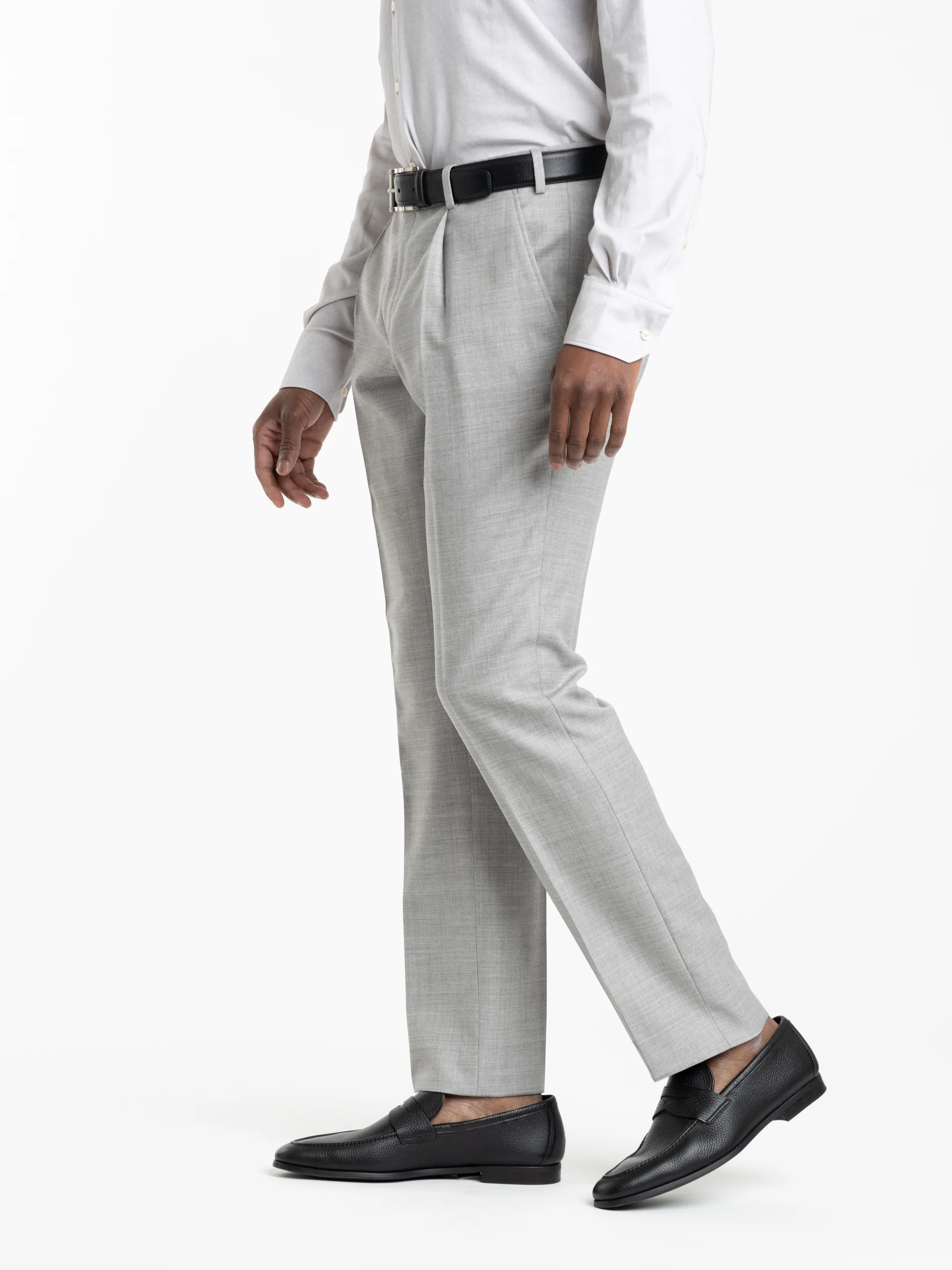 Heather Grey Single Pleat Wool Dress Pant - Image 3