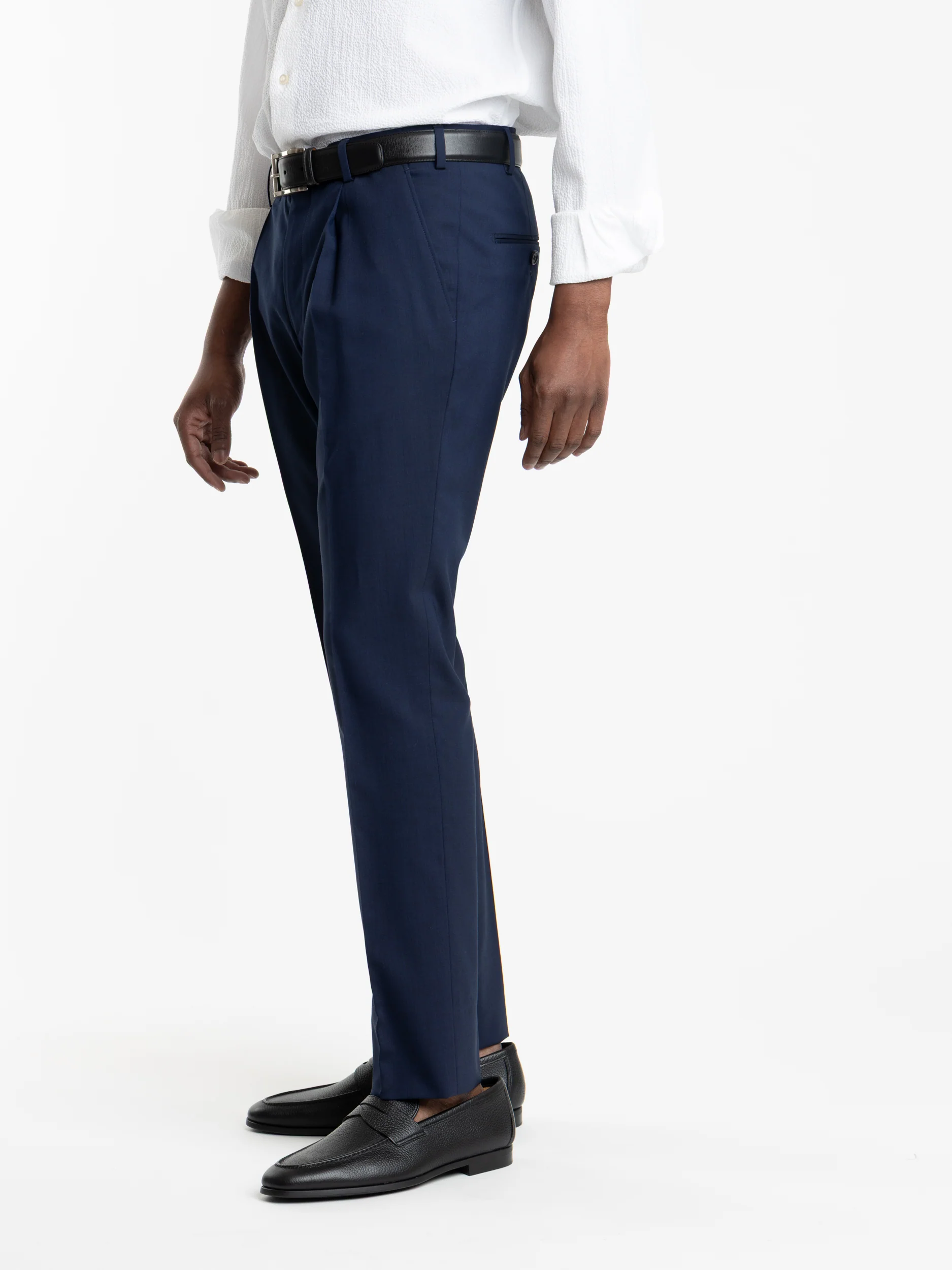 Blue Wool Slim Fit Dress Pants - Image 5