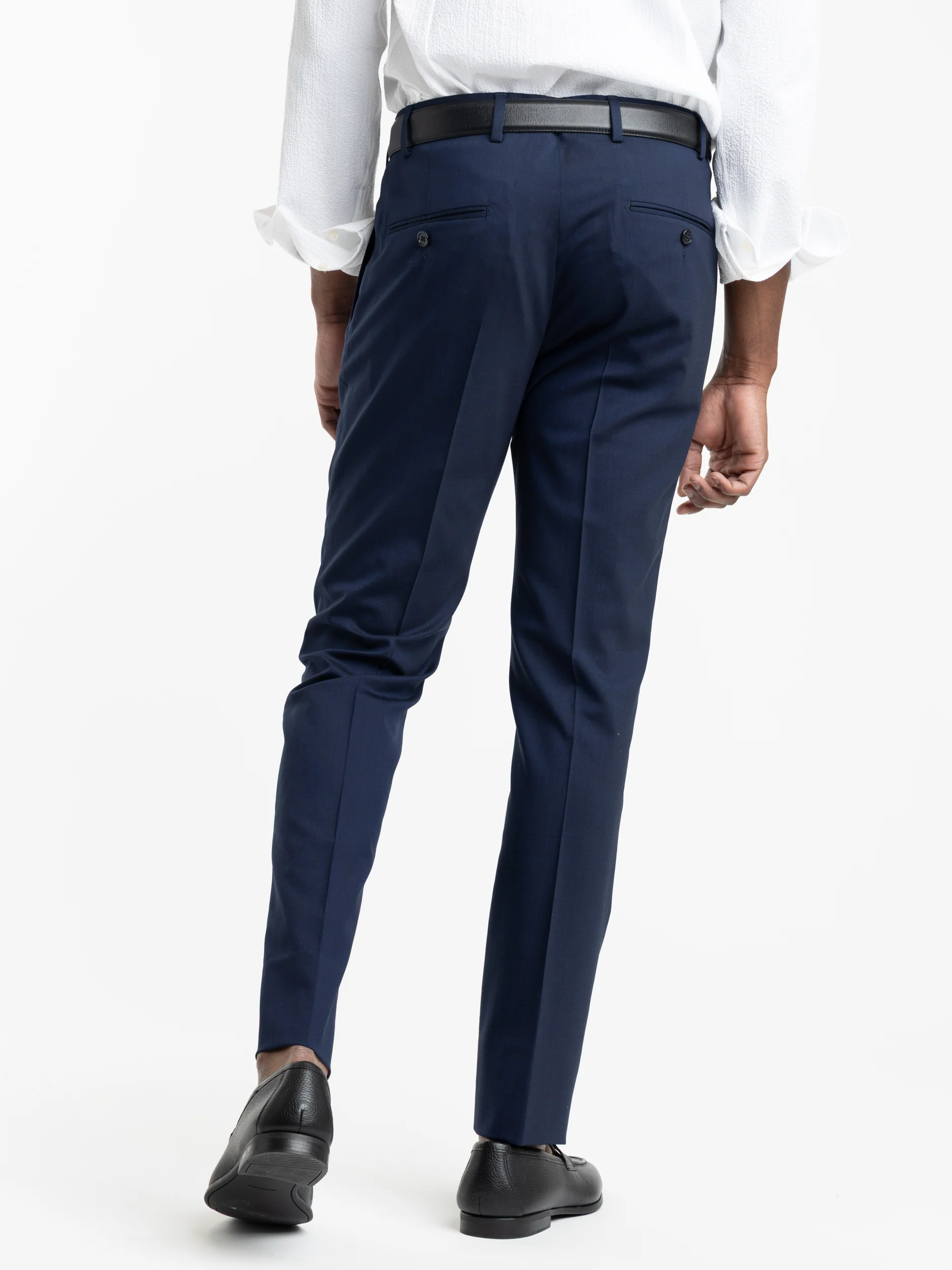 Blue Wool Slim Fit Dress Pants - Image 7