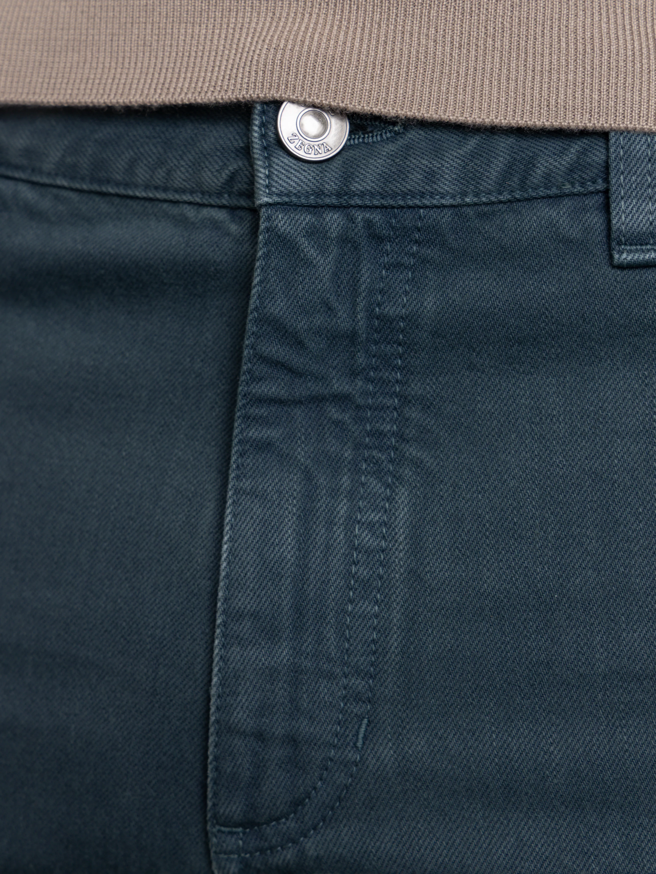 Dark Teal Blue Stone-Washed Cotton Roccia Jeans - Image 5