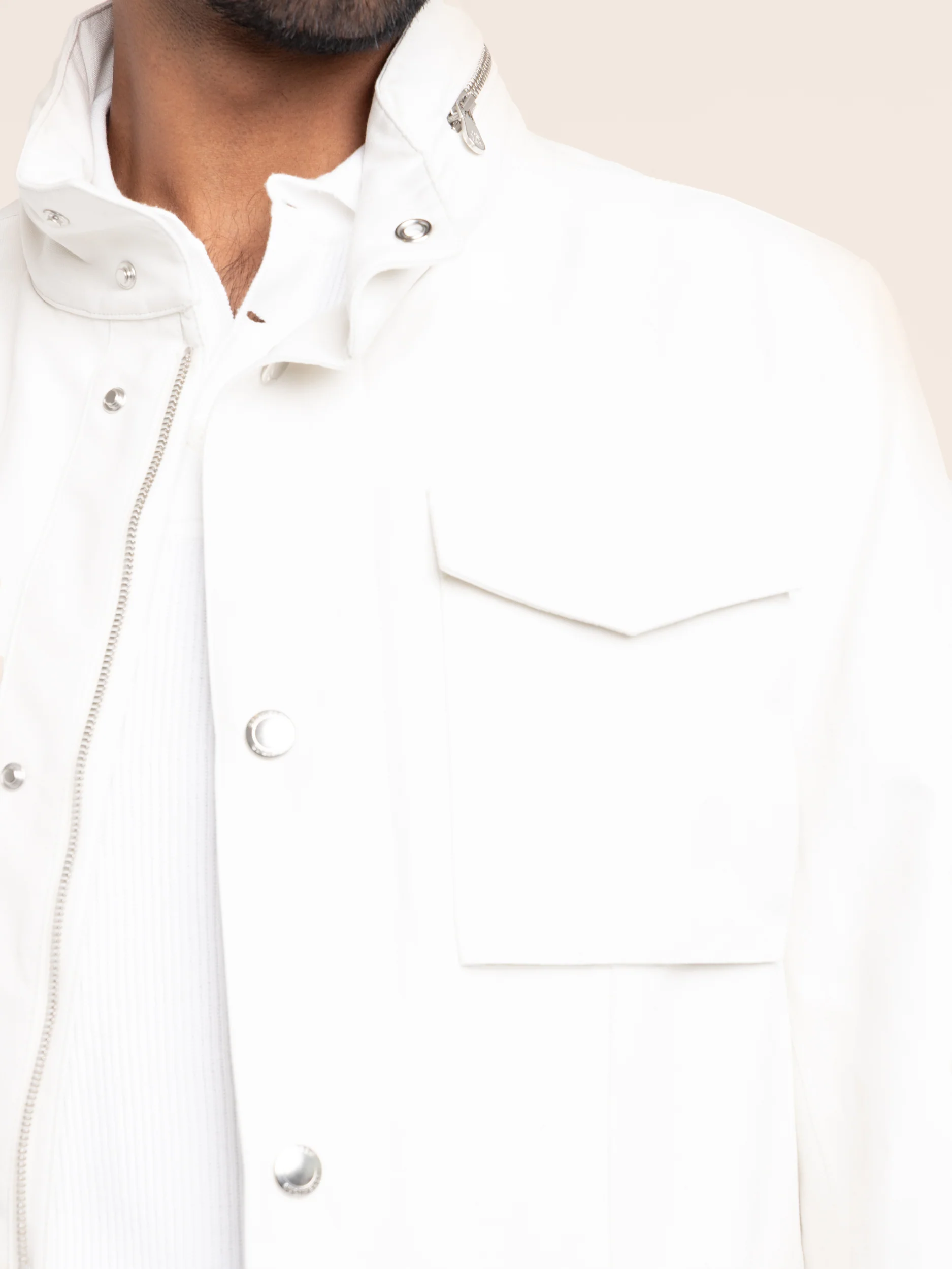 Ecru Linen-Silk Panama Field Jacket - Image 6
