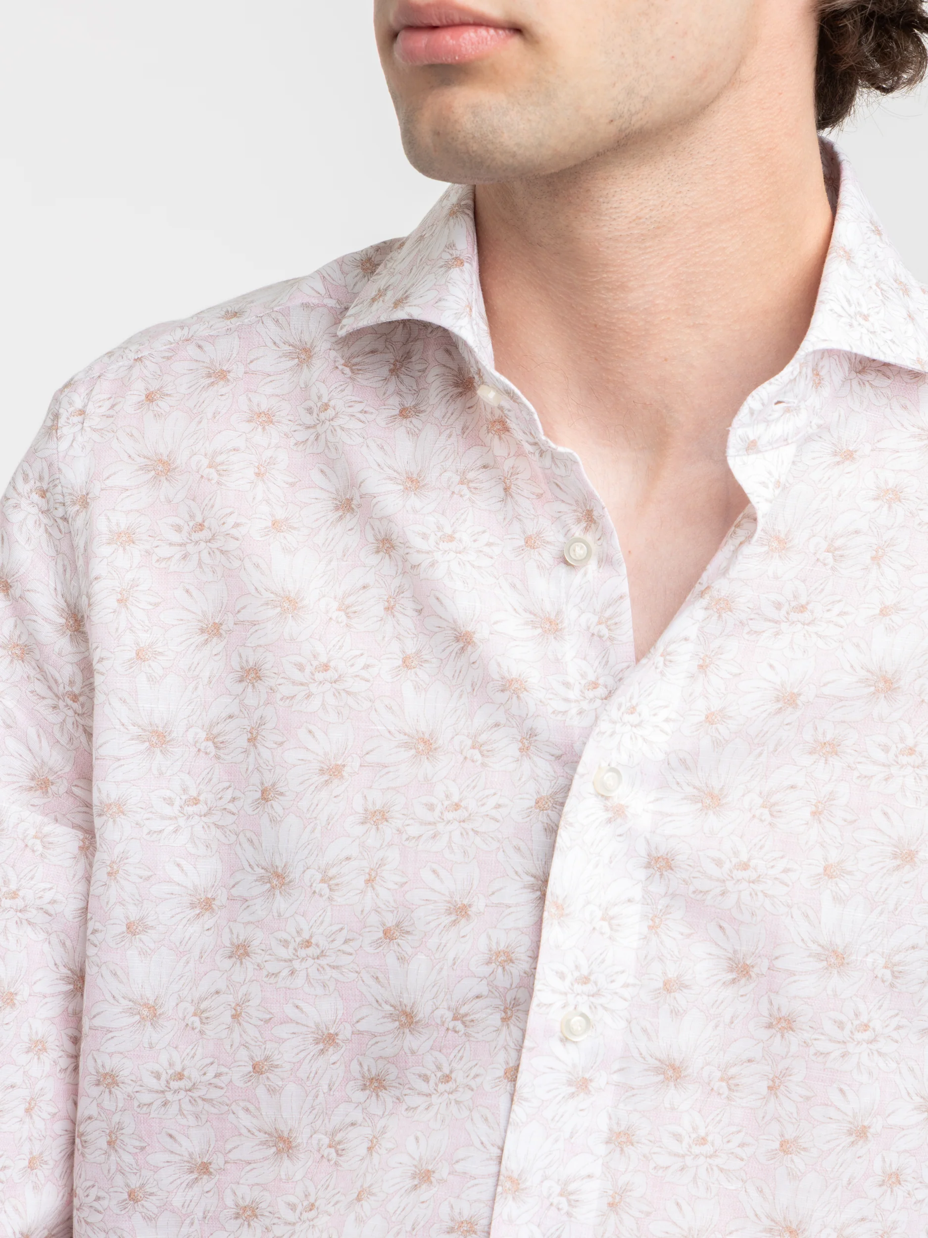 Summer Floral Cotton-Linen Dress Shirt - Image 4