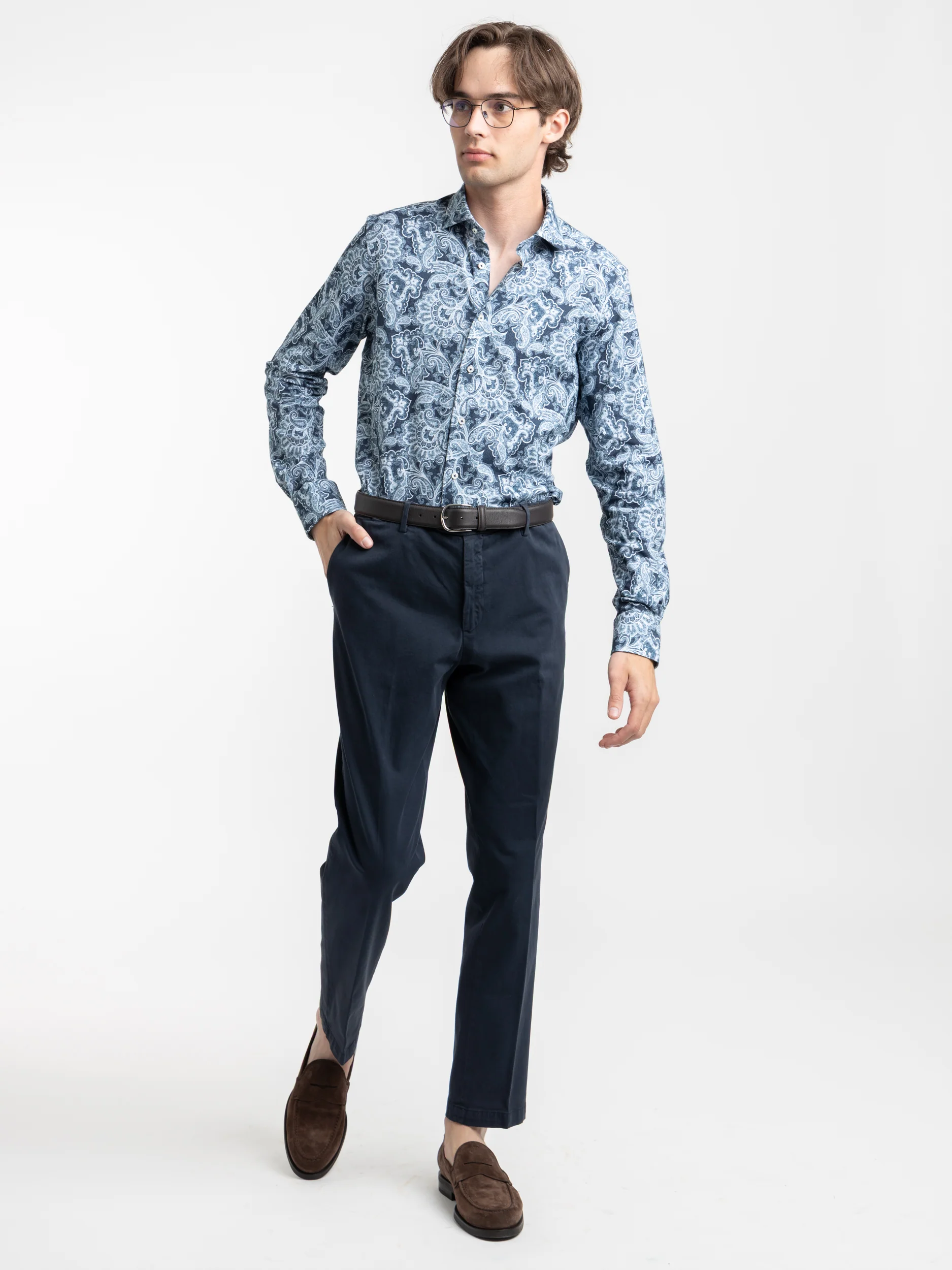 Blue Paisley Pattern Dress Shirt - Image 2