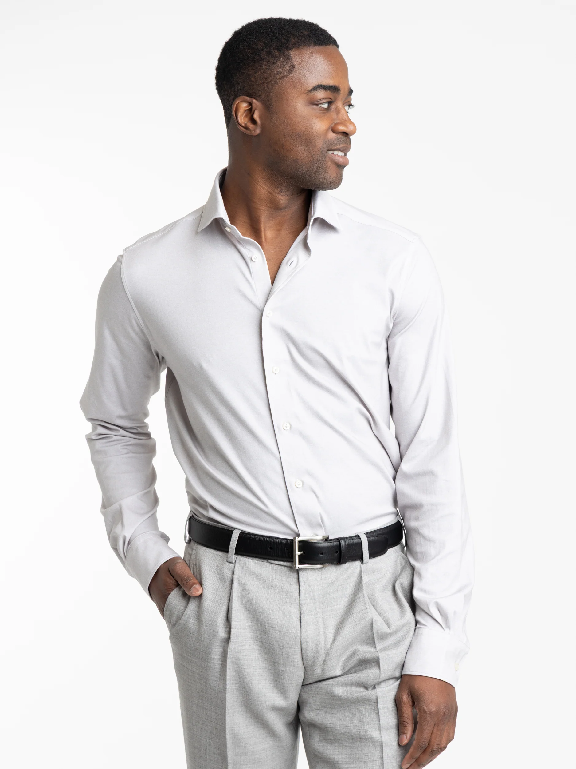 Grey Cotton Sport Shirt