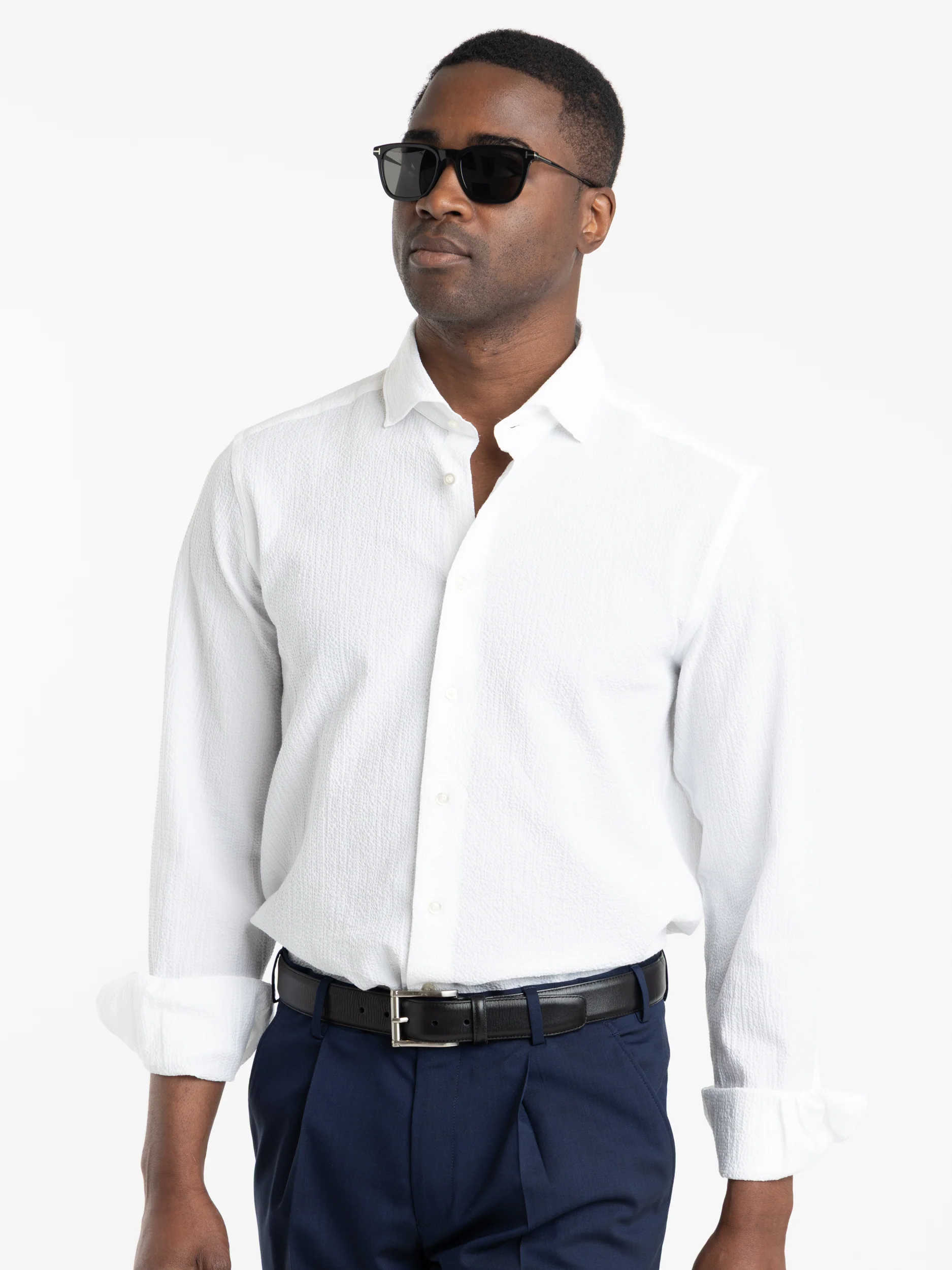 White Seersucker Dress Shirt - Image 3
