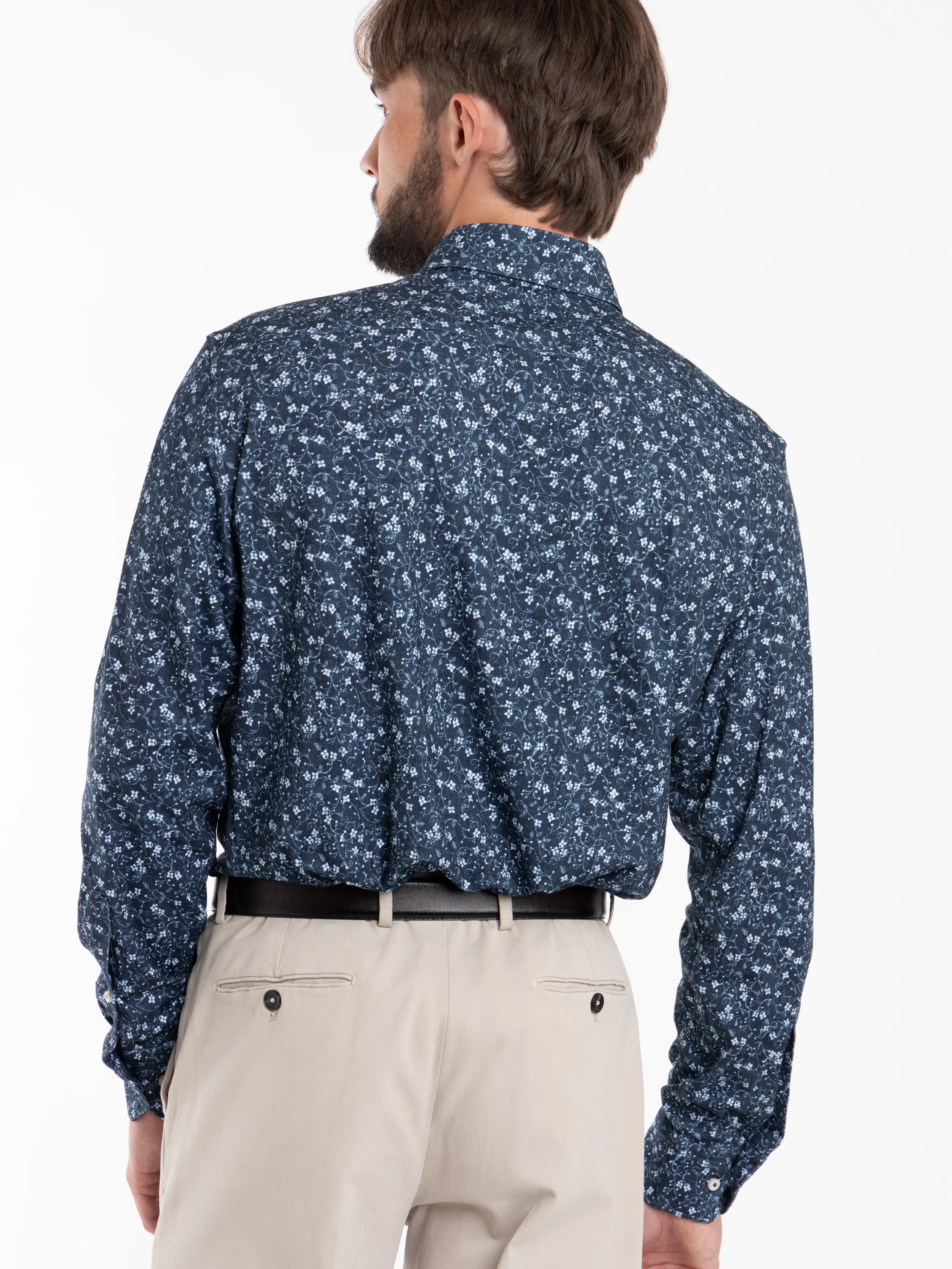 Blue Floral Modern Fit Dress Shirt - Image 4