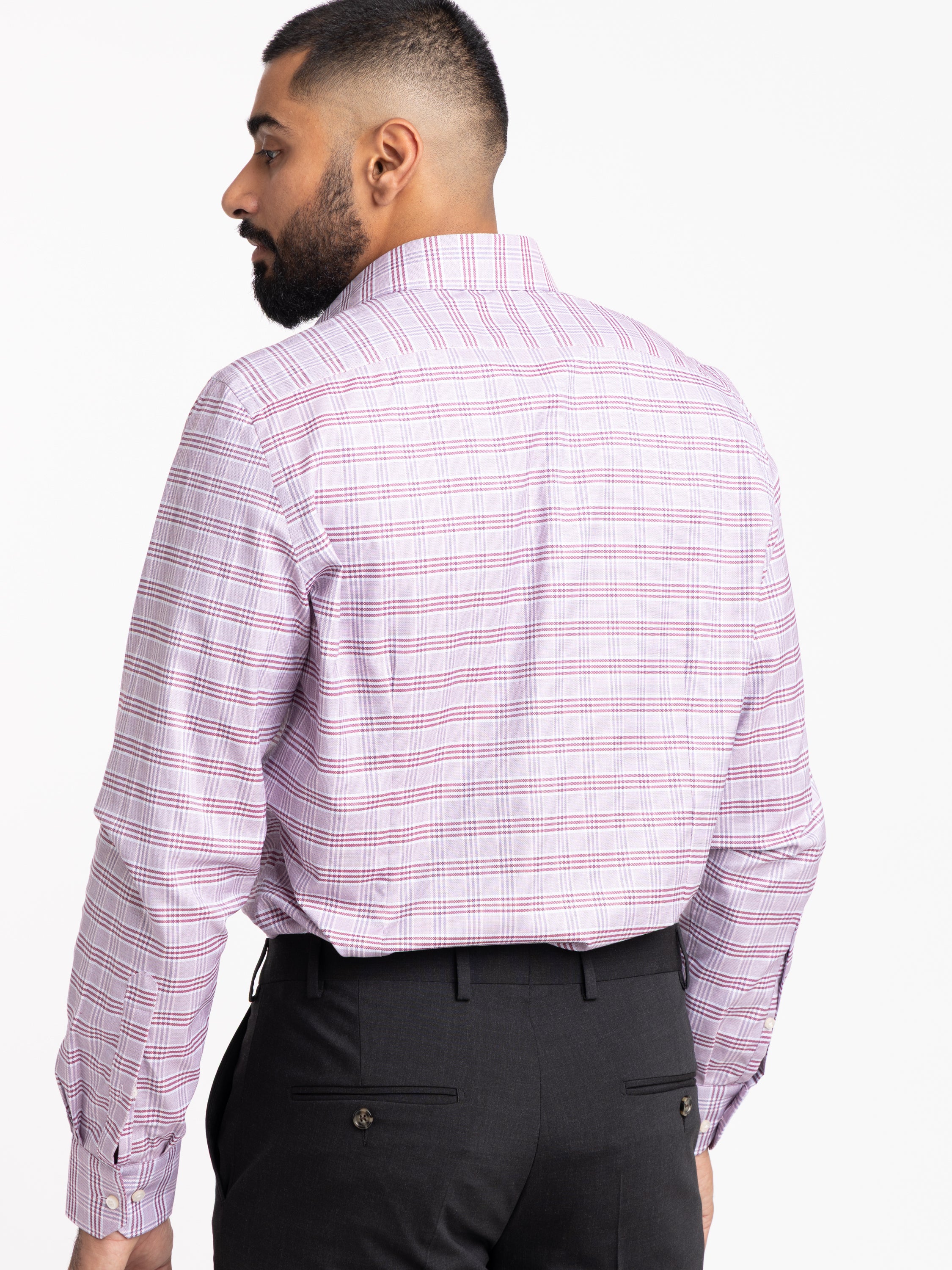 Burgundy Check Cotton Sport Shirt - Image 3