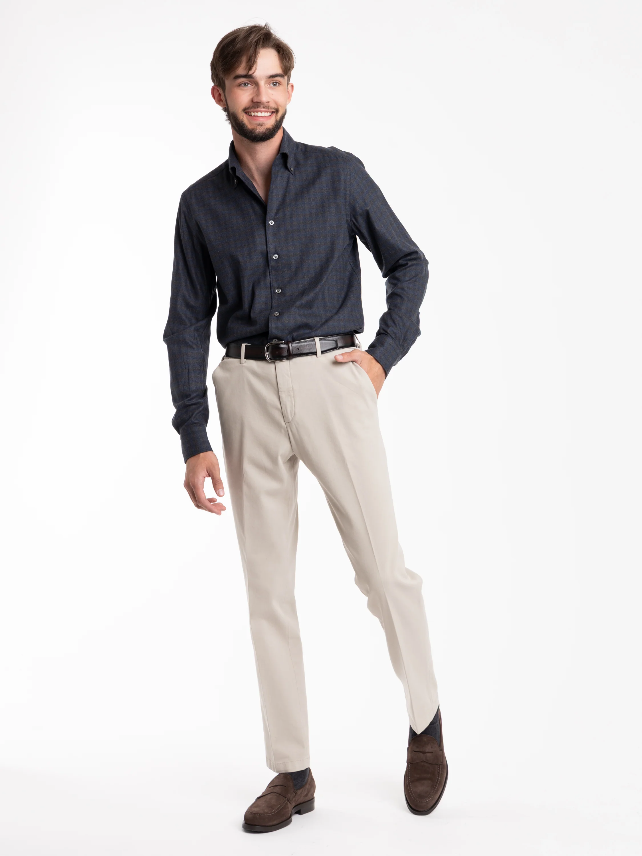 Blue and Black Stripe Flannel Sport Shirt - Image 2