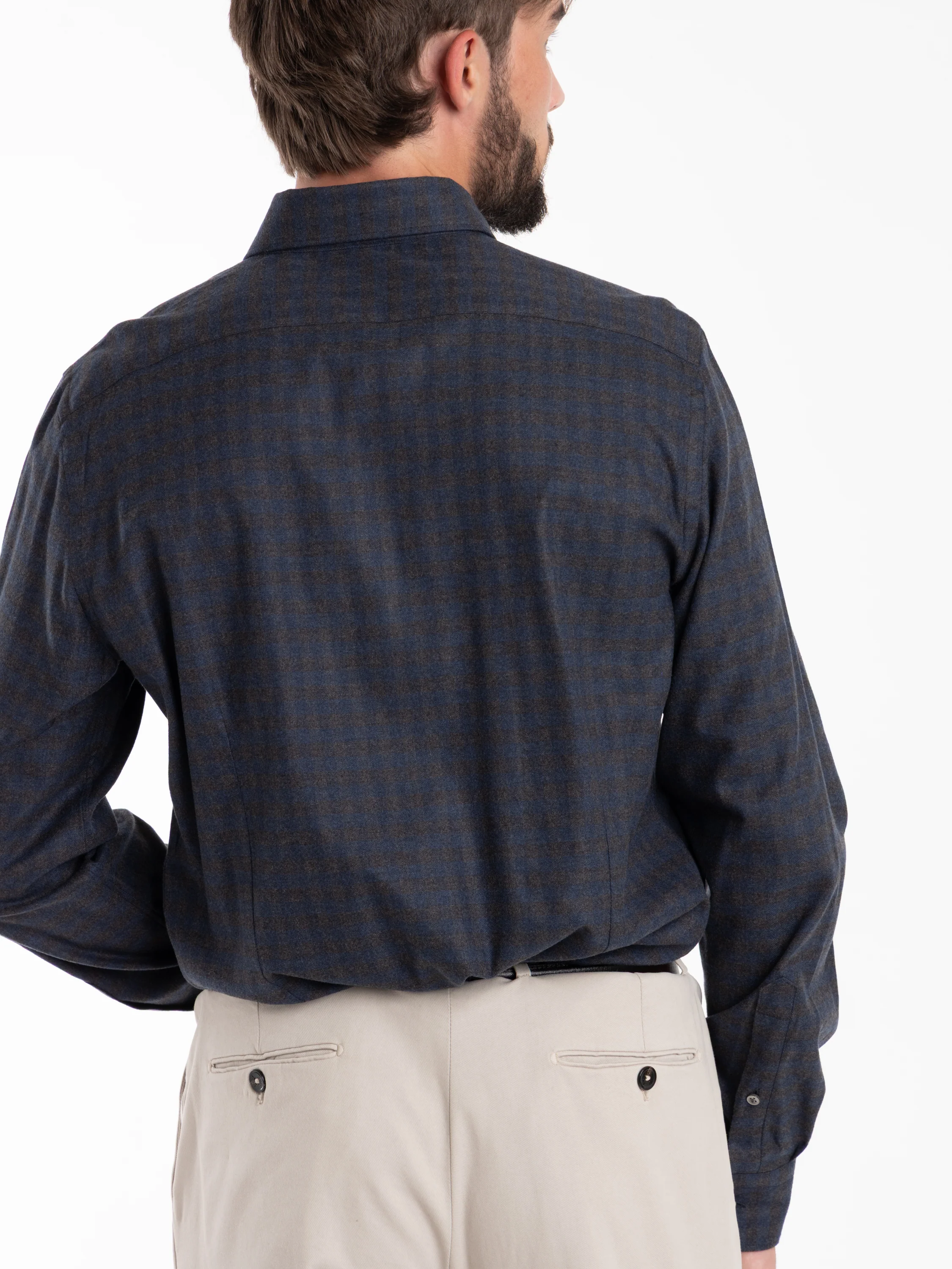 Blue and Black Stripe Flannel Sport Shirt - Image 4