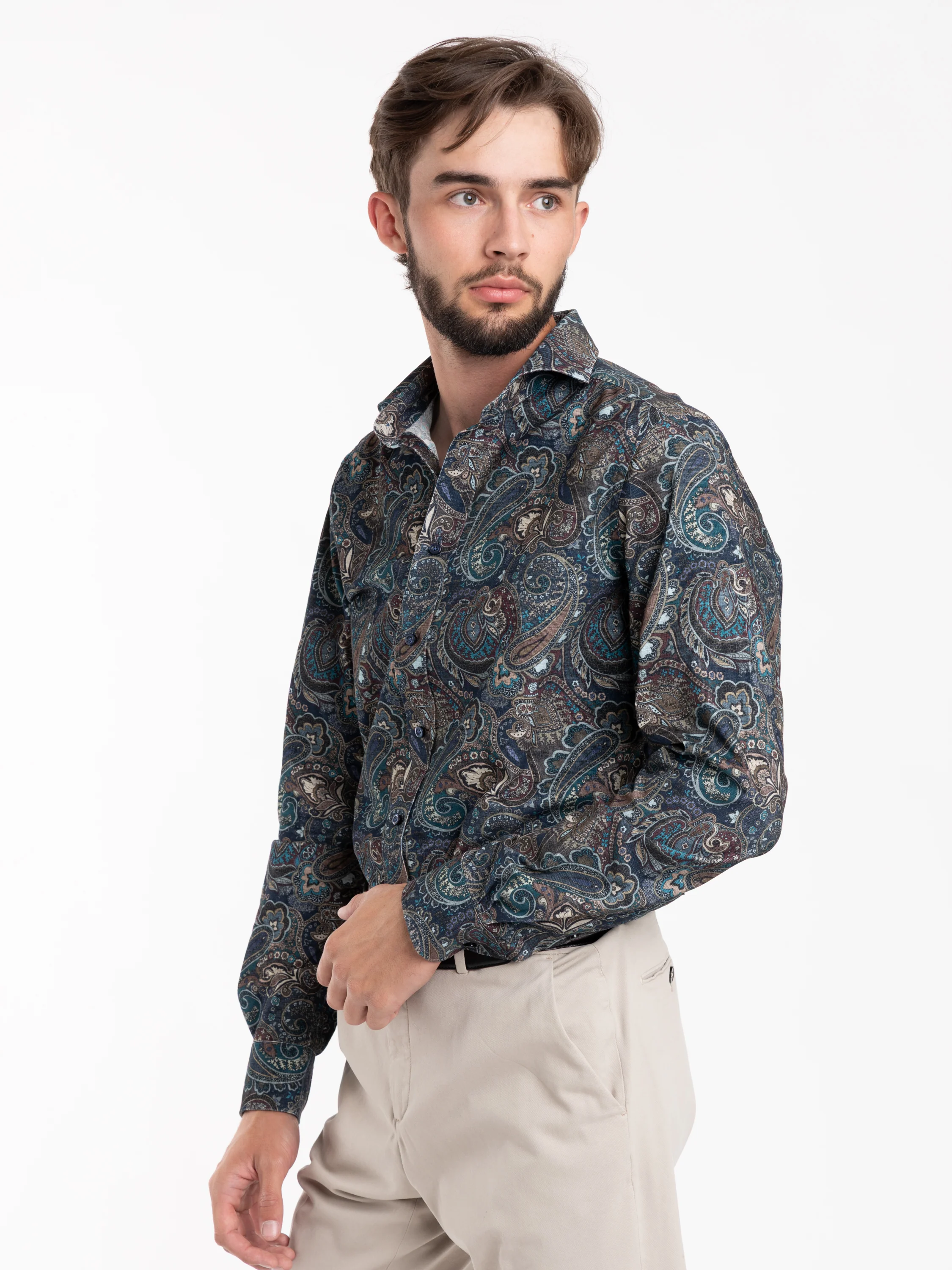 Blue Paisley Cotton Shirt - Image 3