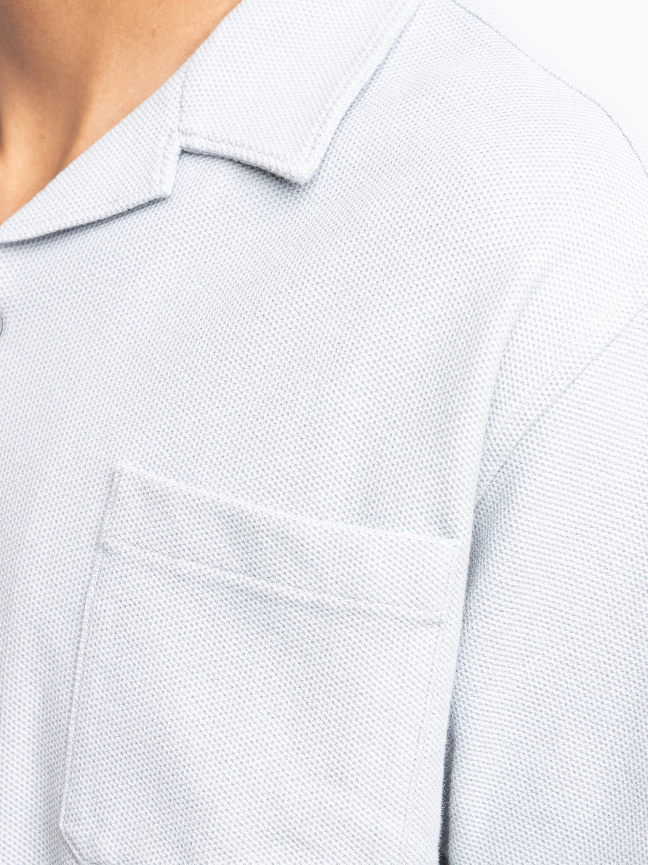 Jacquard Short Sleeve Relaxed Shirt in Grey Blue - Image 6
