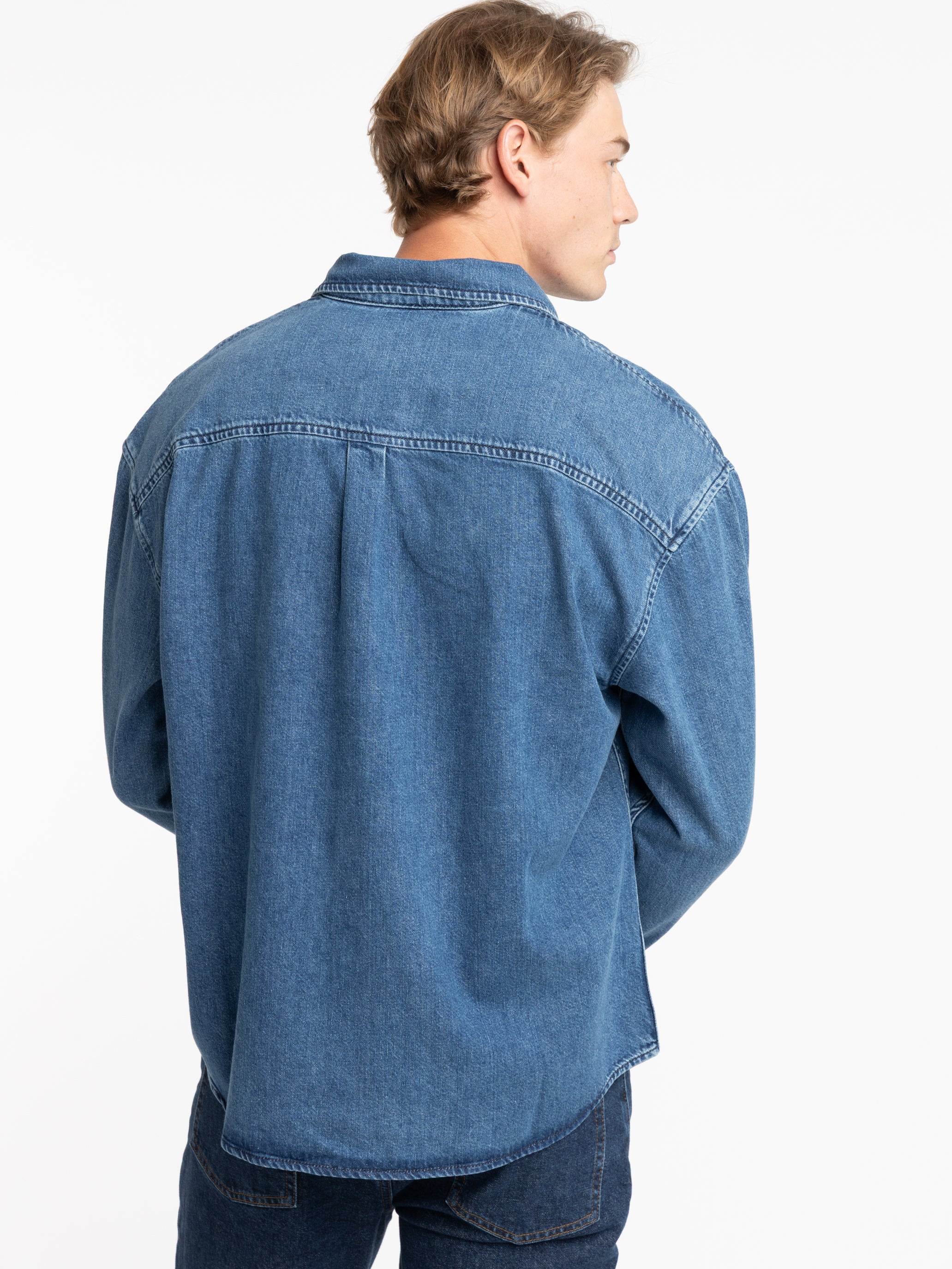 Button Down Relaxed Denim Shirt - Image 5