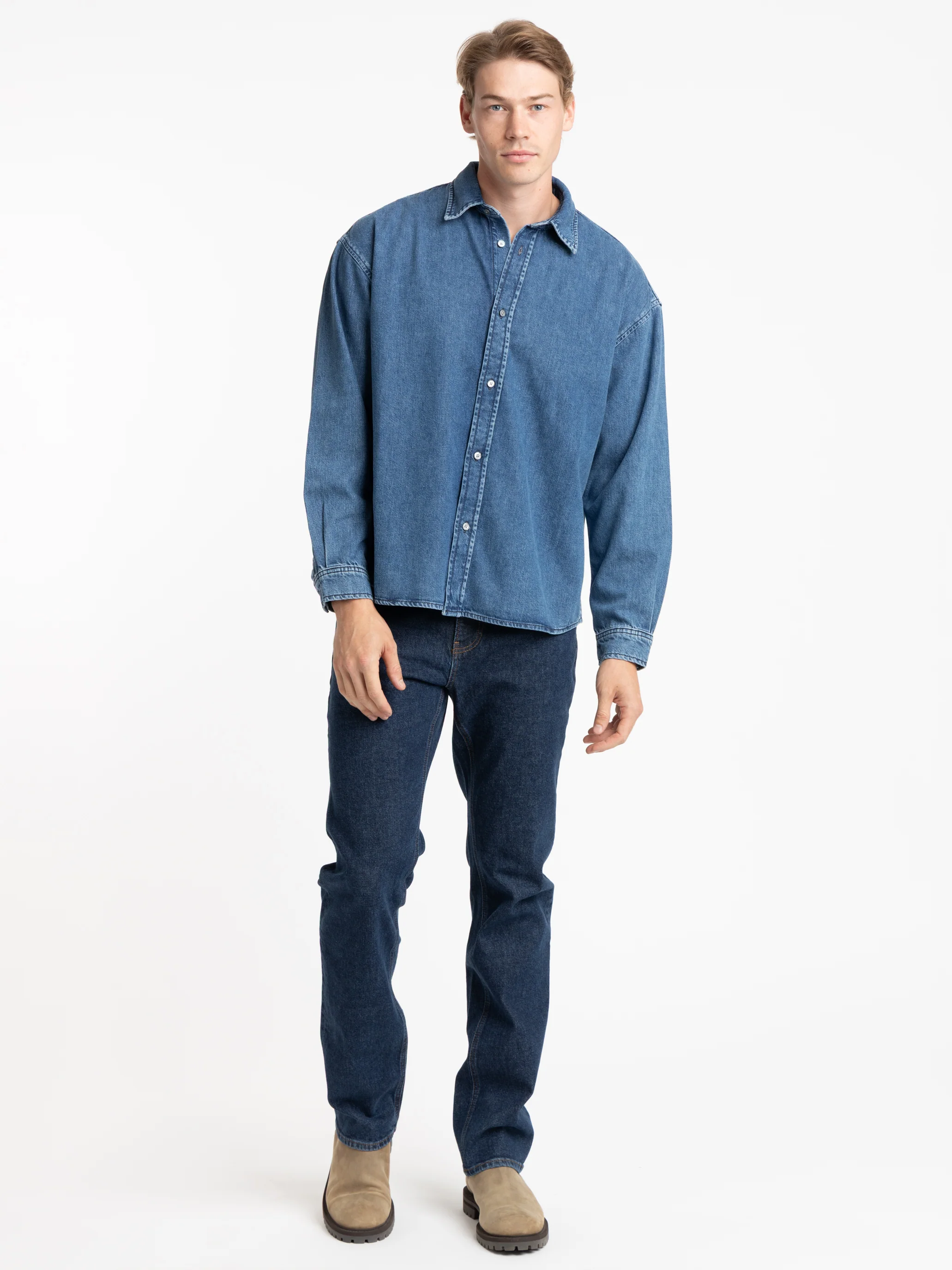Button Down Relaxed Denim Shirt - Image 7