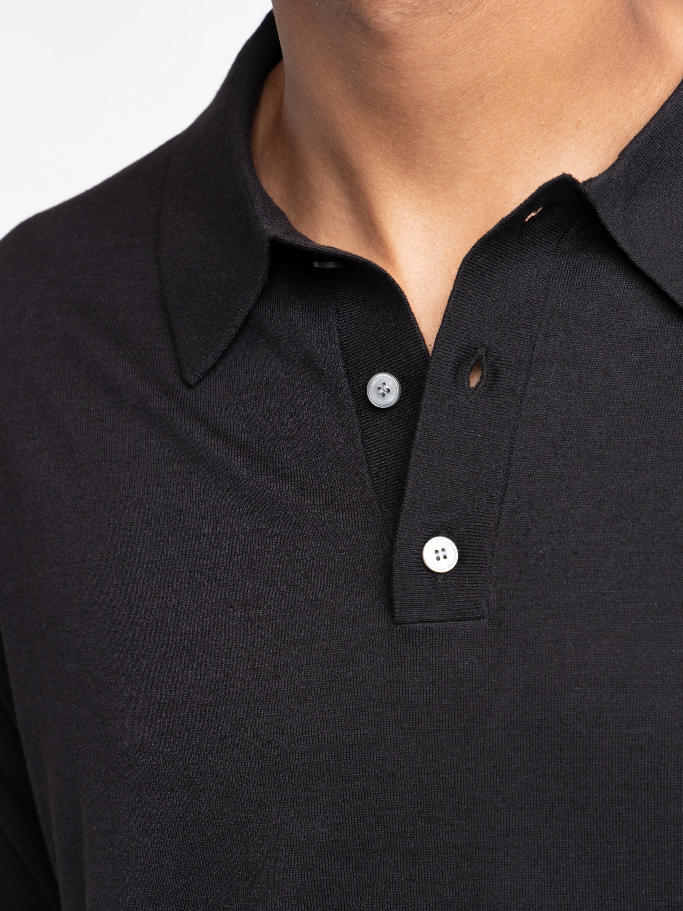 Black Cotton-Silk Polo Shirt - Image 4