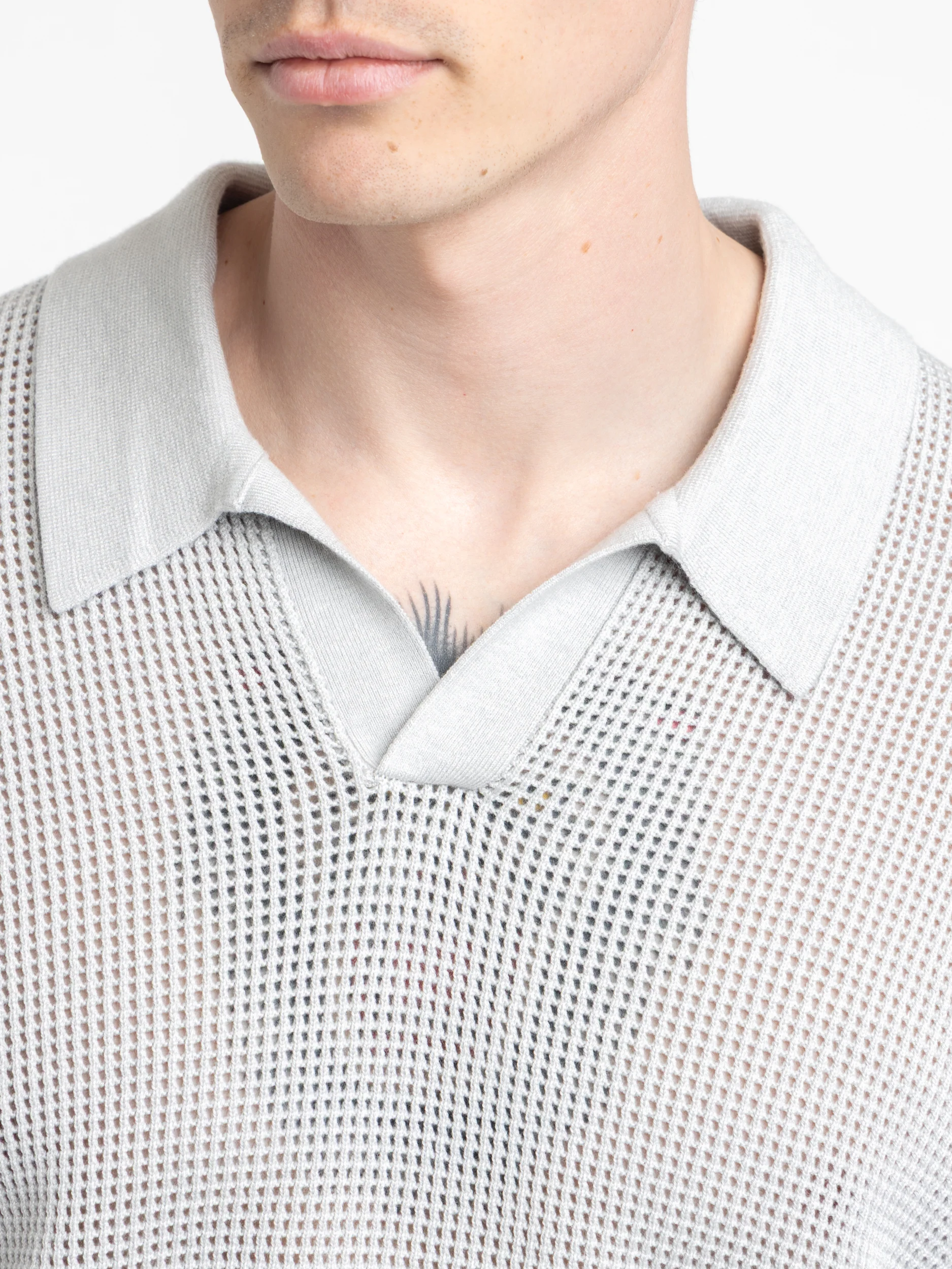 Grey Short Sleeve Polo Sweater - Image 6