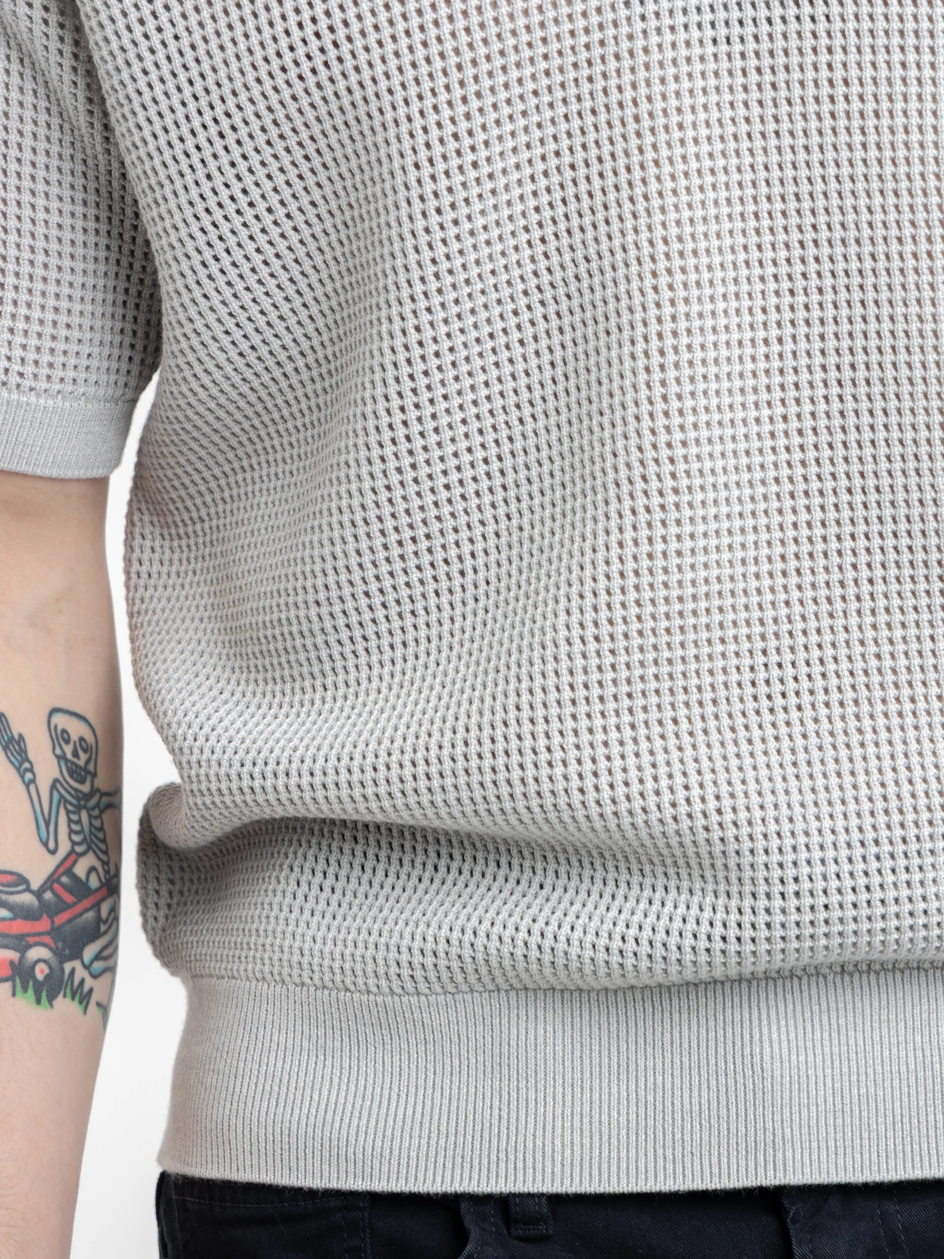 Grey Short Sleeve Polo Sweater - Image 7