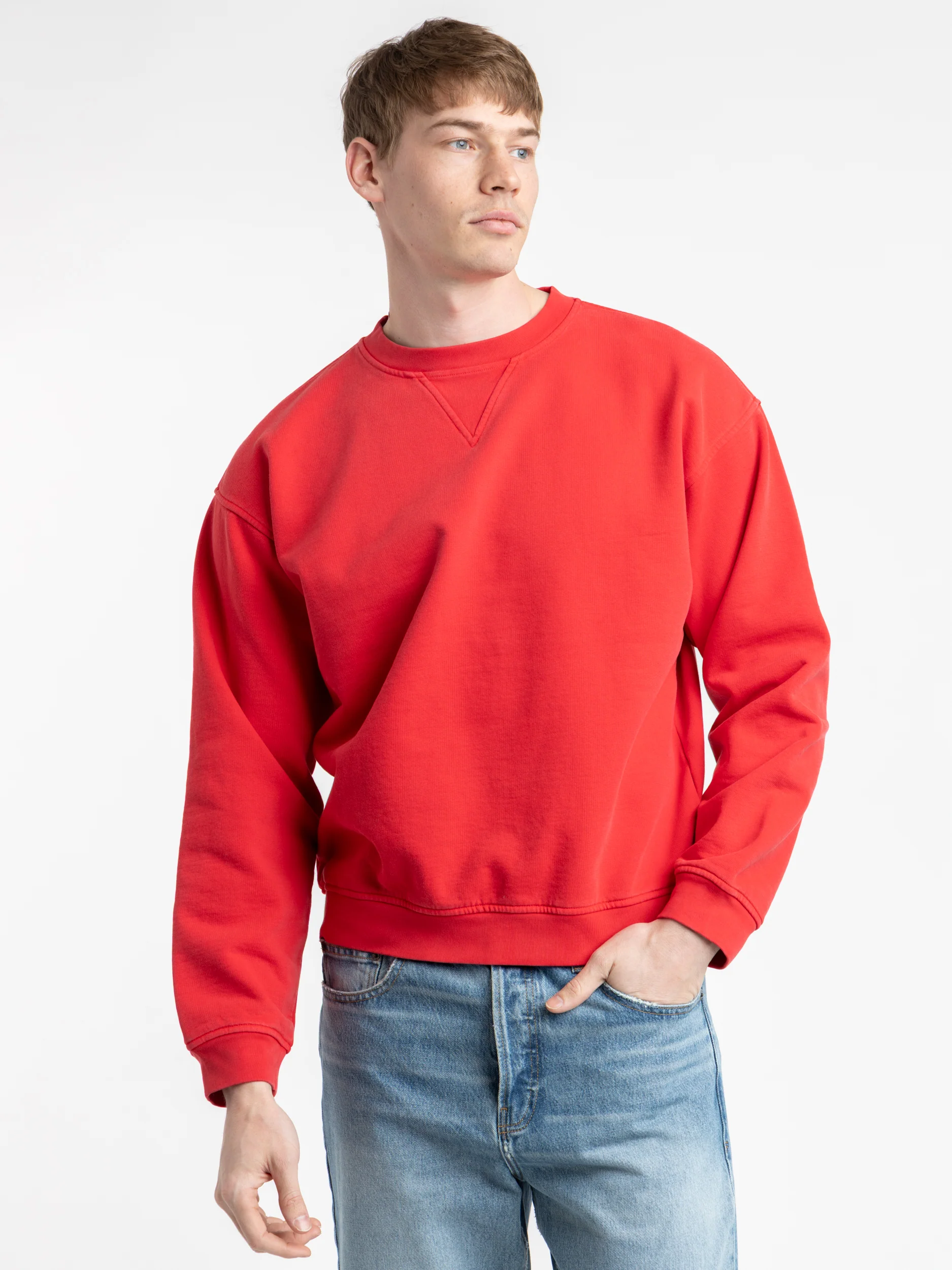 Red Cotton Crewneck Sweatshirt - Image 2