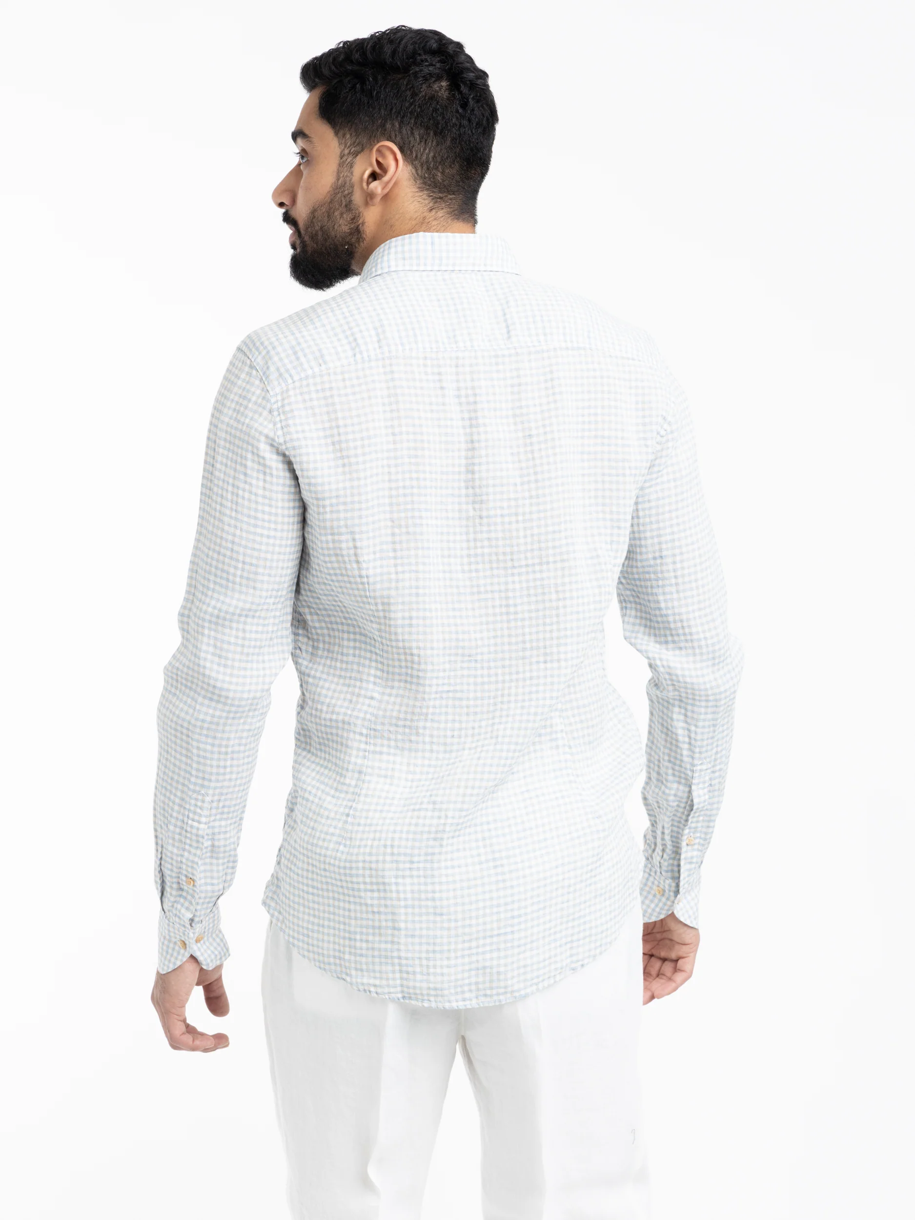 Green Checked Linen Shirt - Image 4