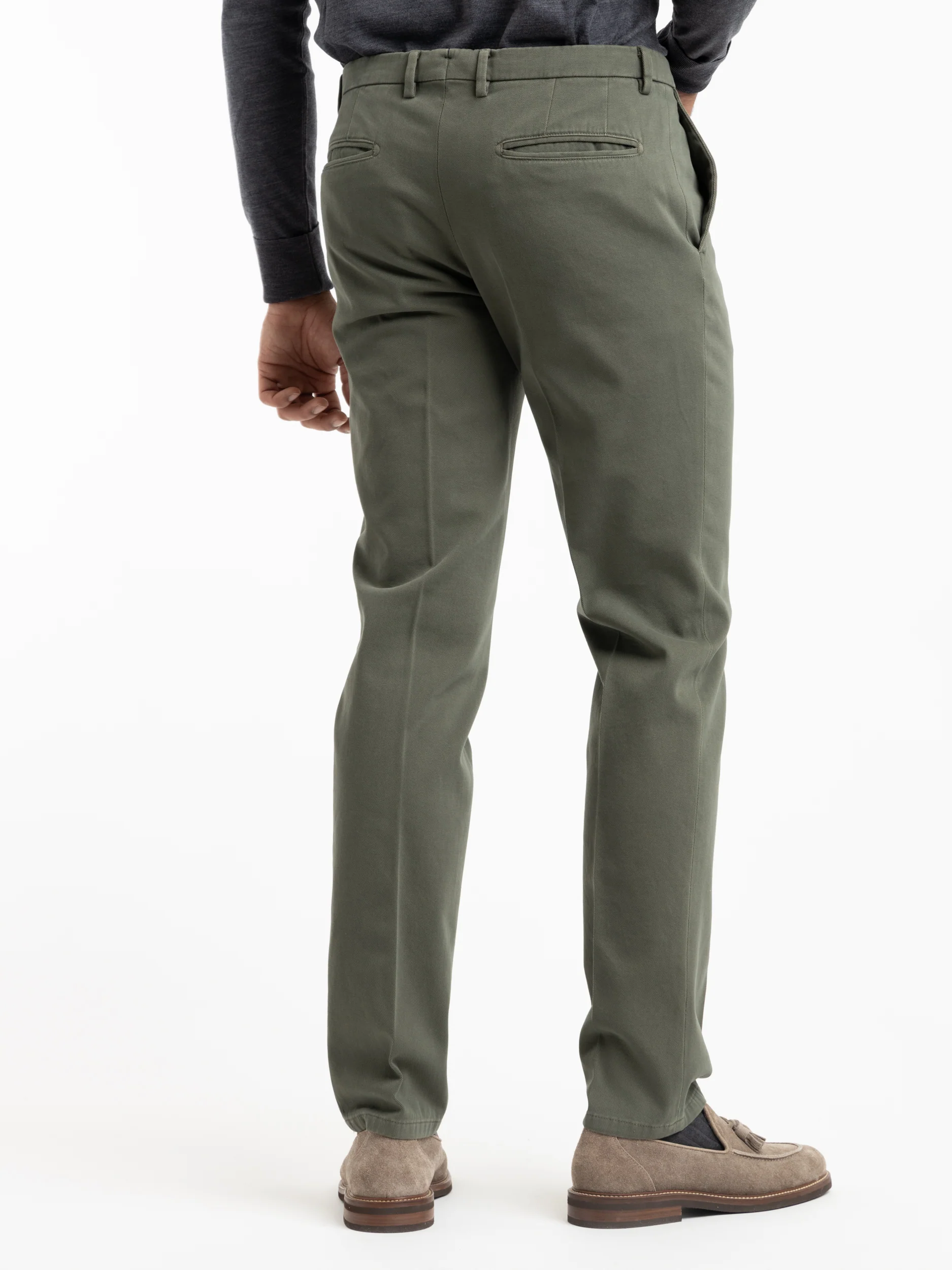 Green Cotton Pleated Trousers - Image 4