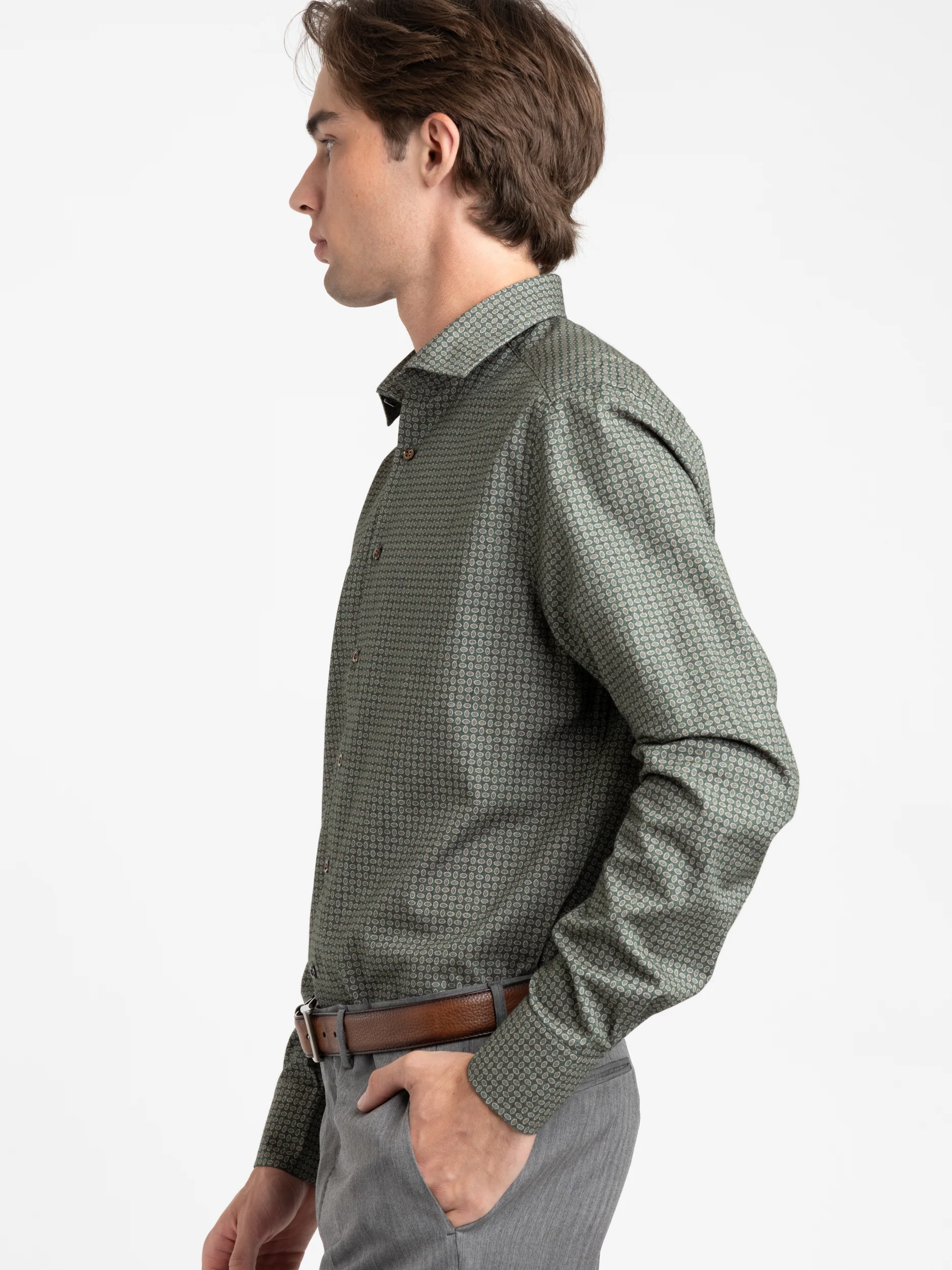 Green Pattern Slimline Shirt - Image 2