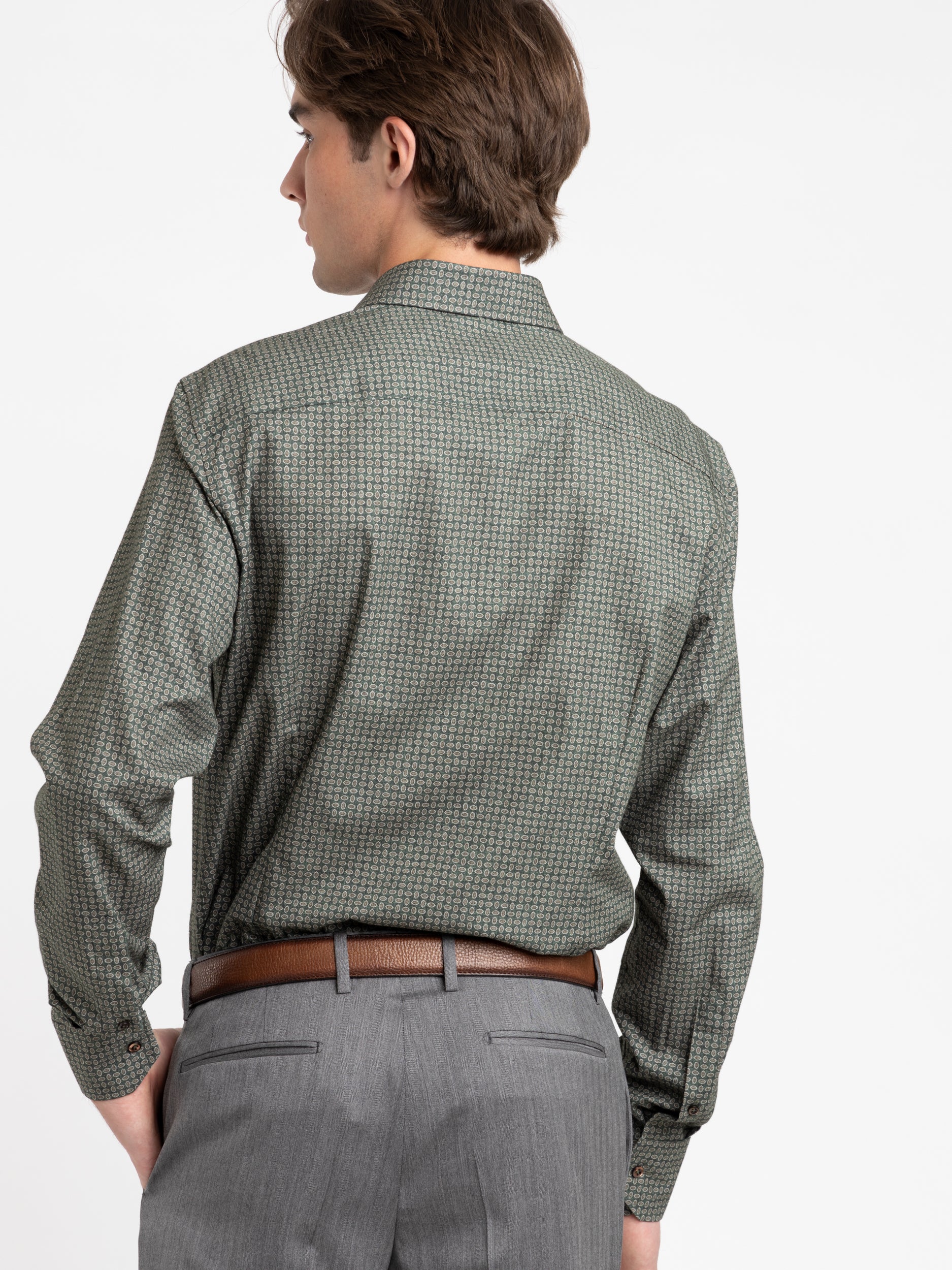 Green Pattern Slimline Shirt - Image 3
