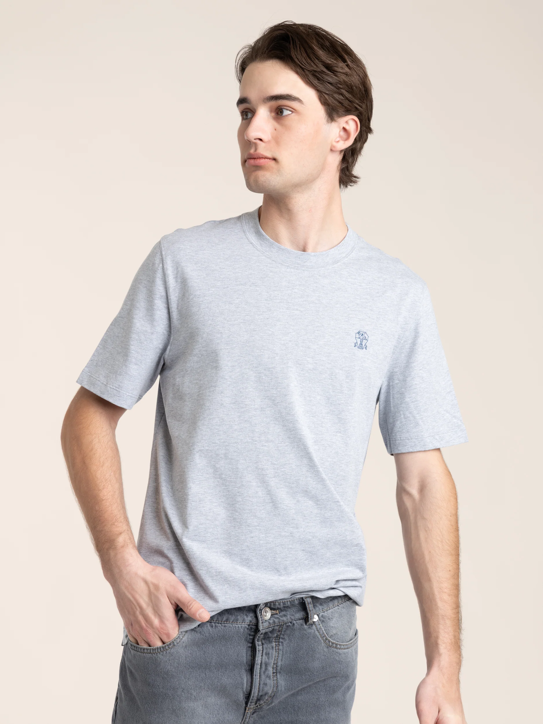 Grey Cotton Jersey Crewneck T-Shirt