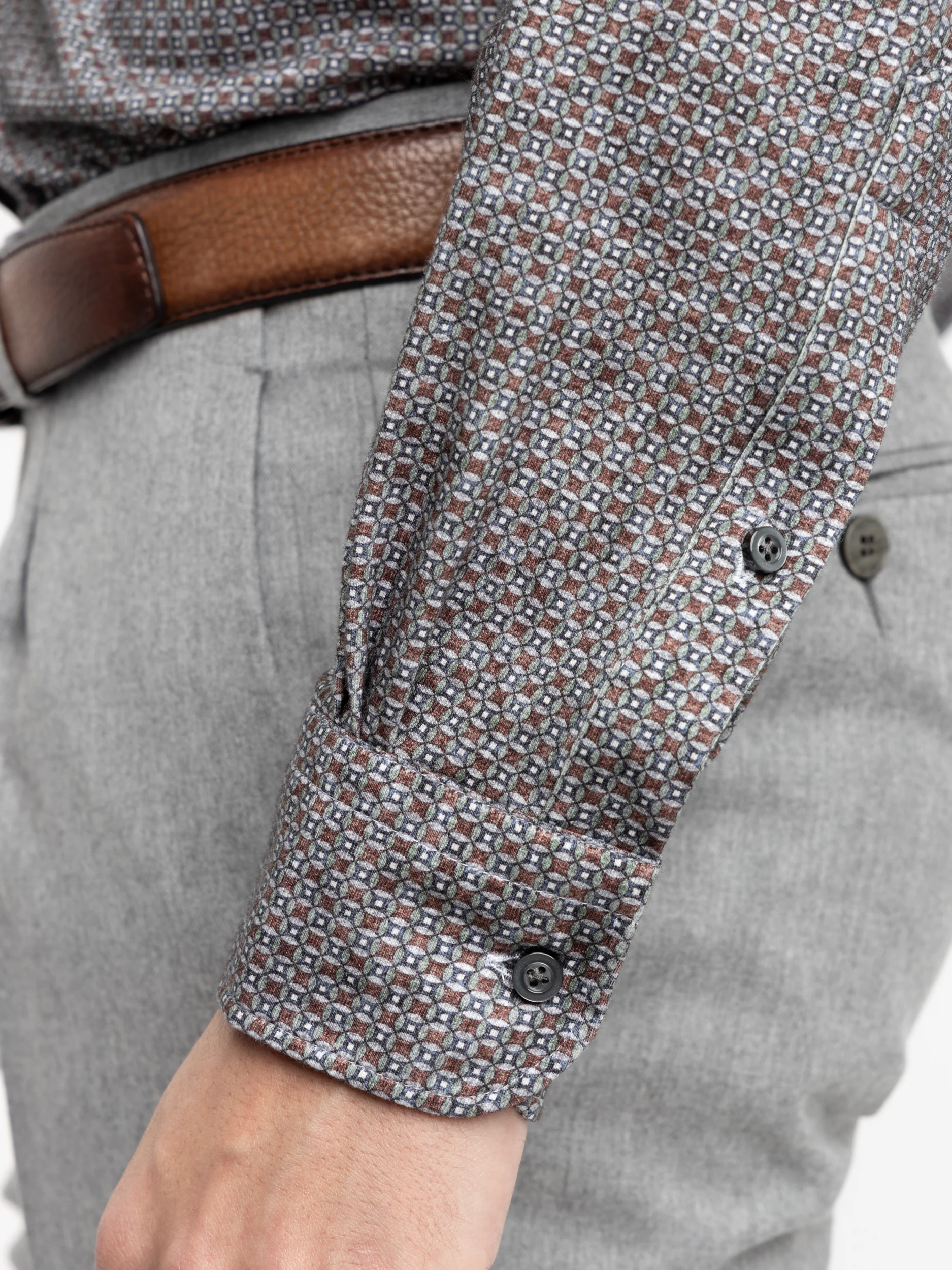 Grey Pattern Modern Fit Dress Shirt - Image 5