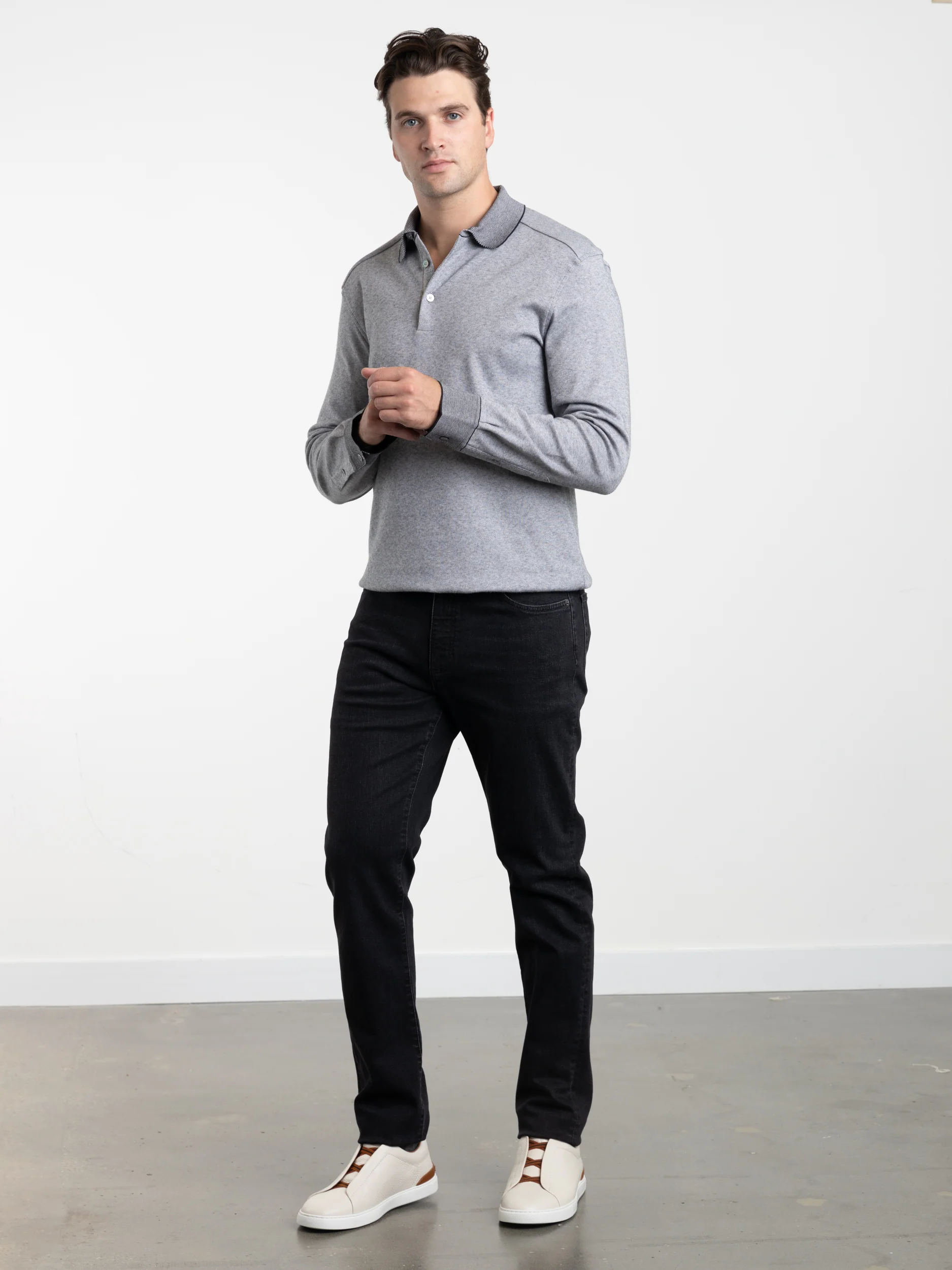 Grey Premium Cotton Polo Shirt - Image 2