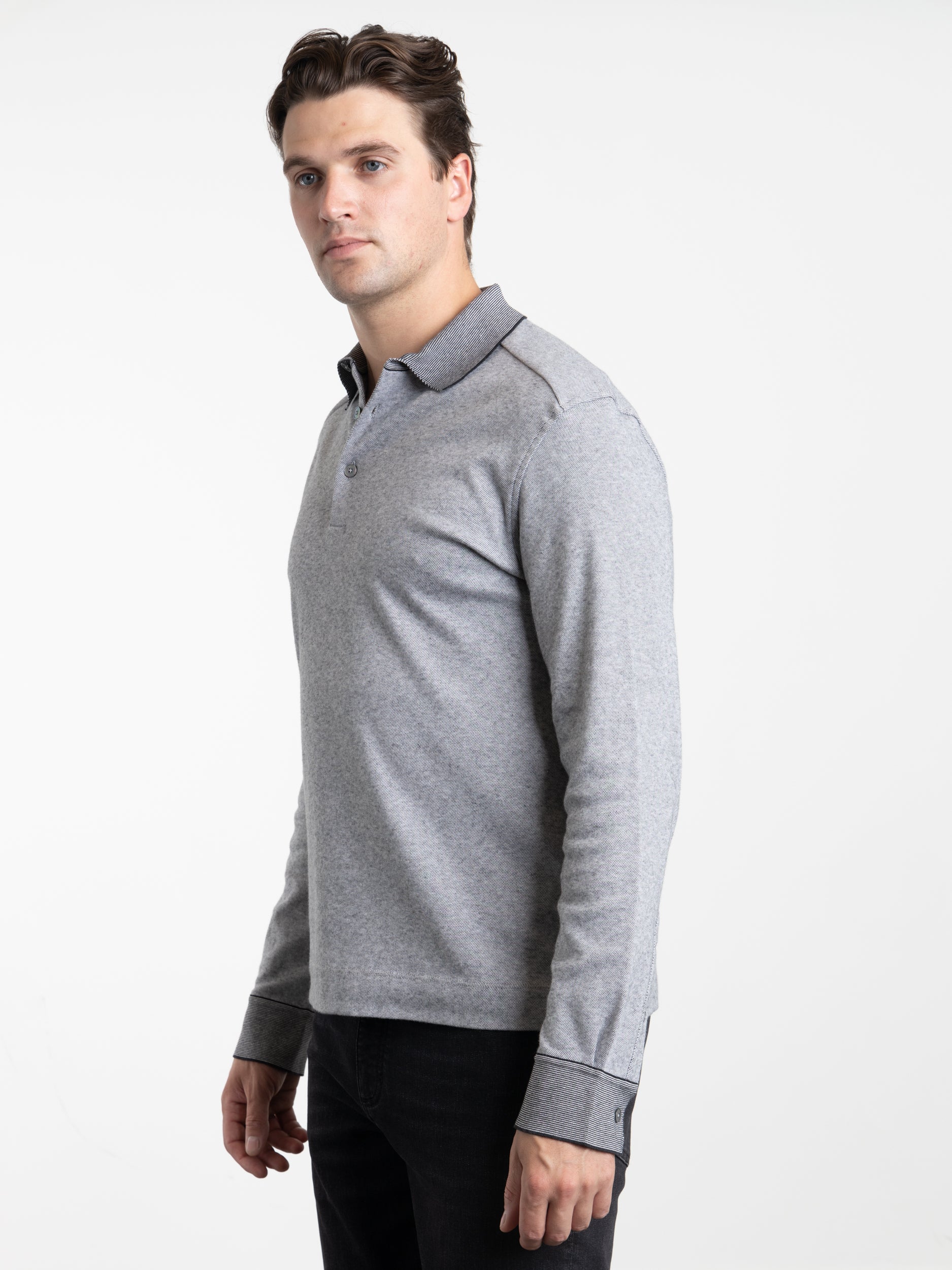 Grey Premium Cotton Polo Shirt - Image 3