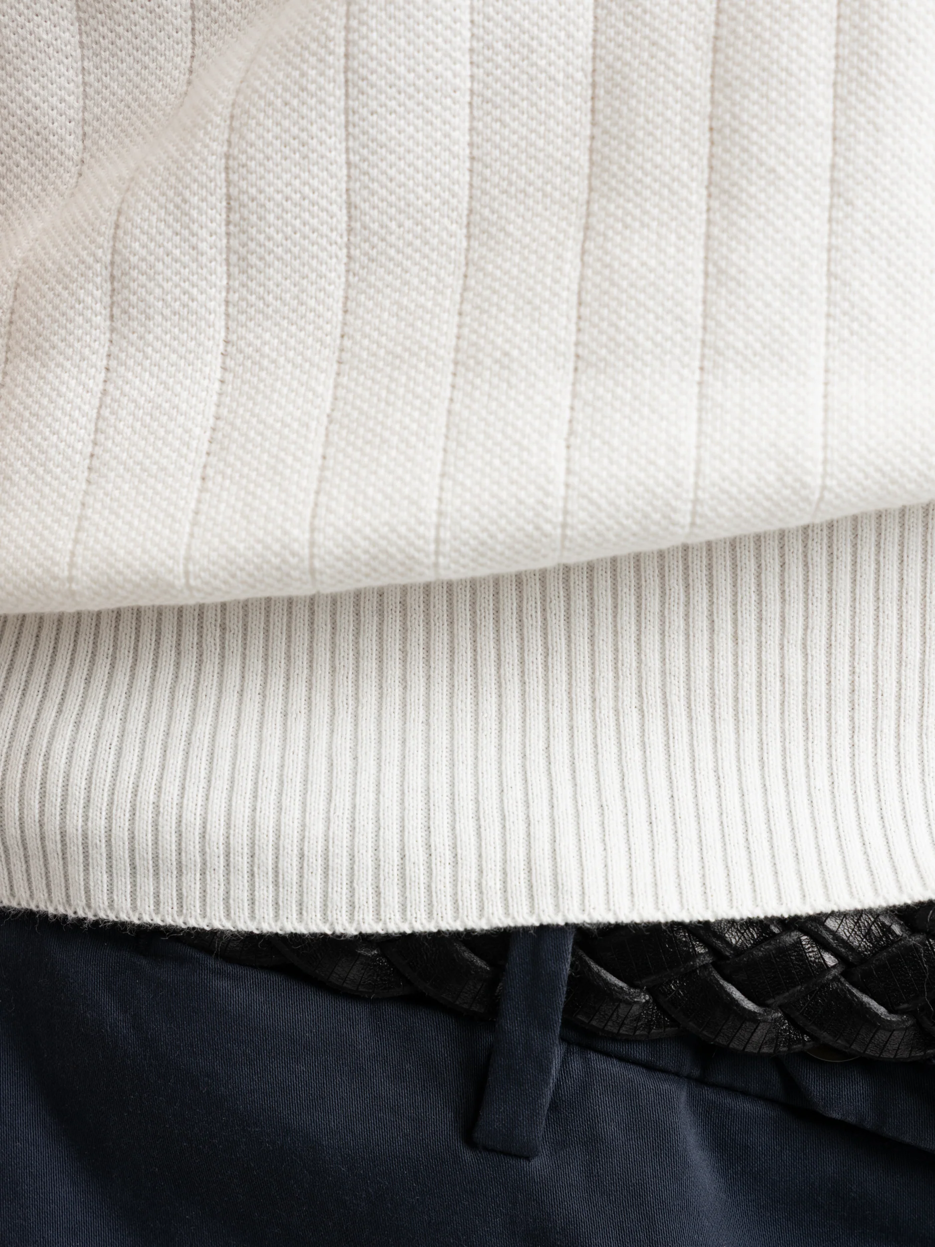 White Knit Polo with Blue/Red Contrast - Image 7
