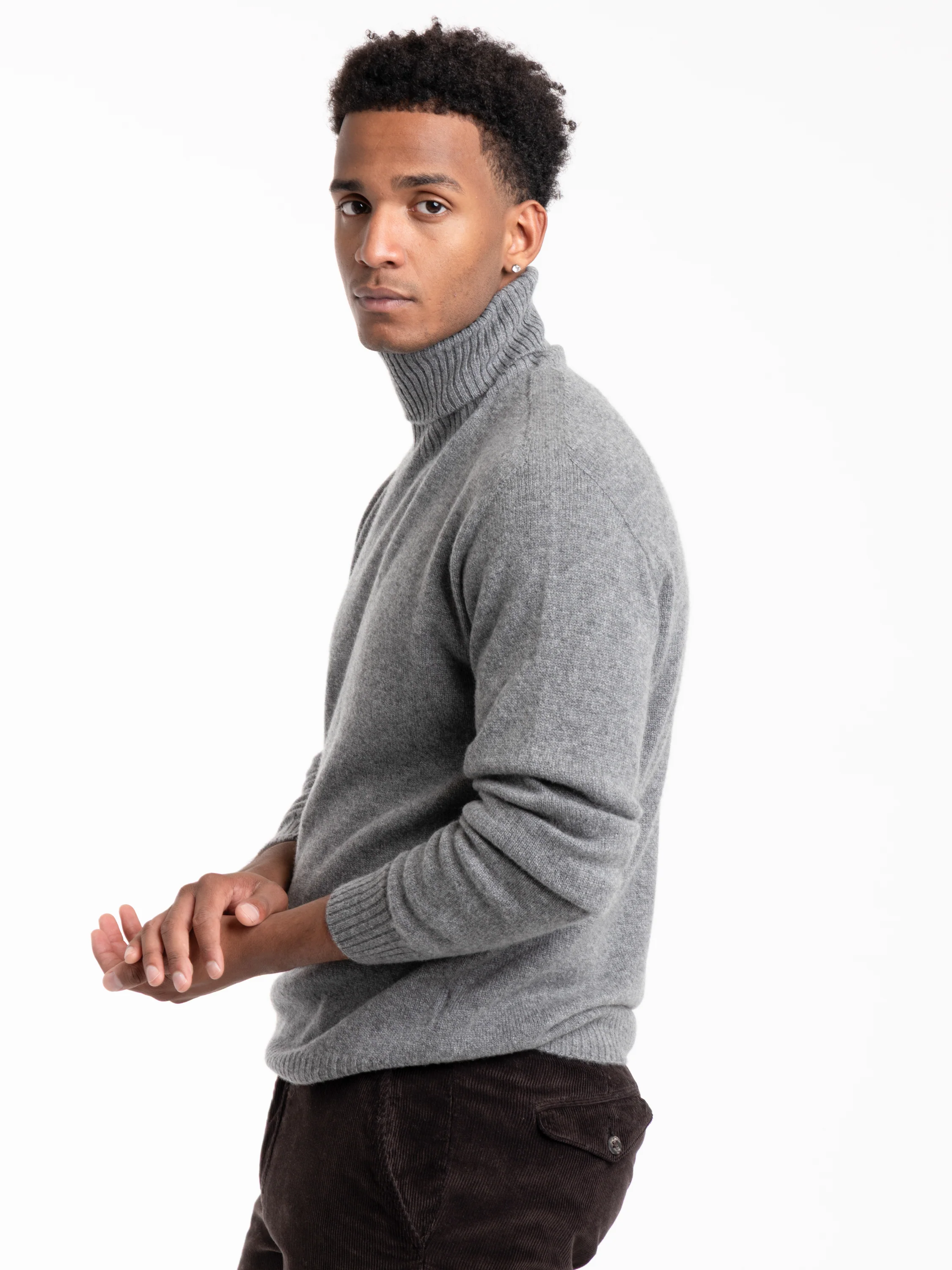 Grey Wool Turtle Neck Knit Shirt - Image 3