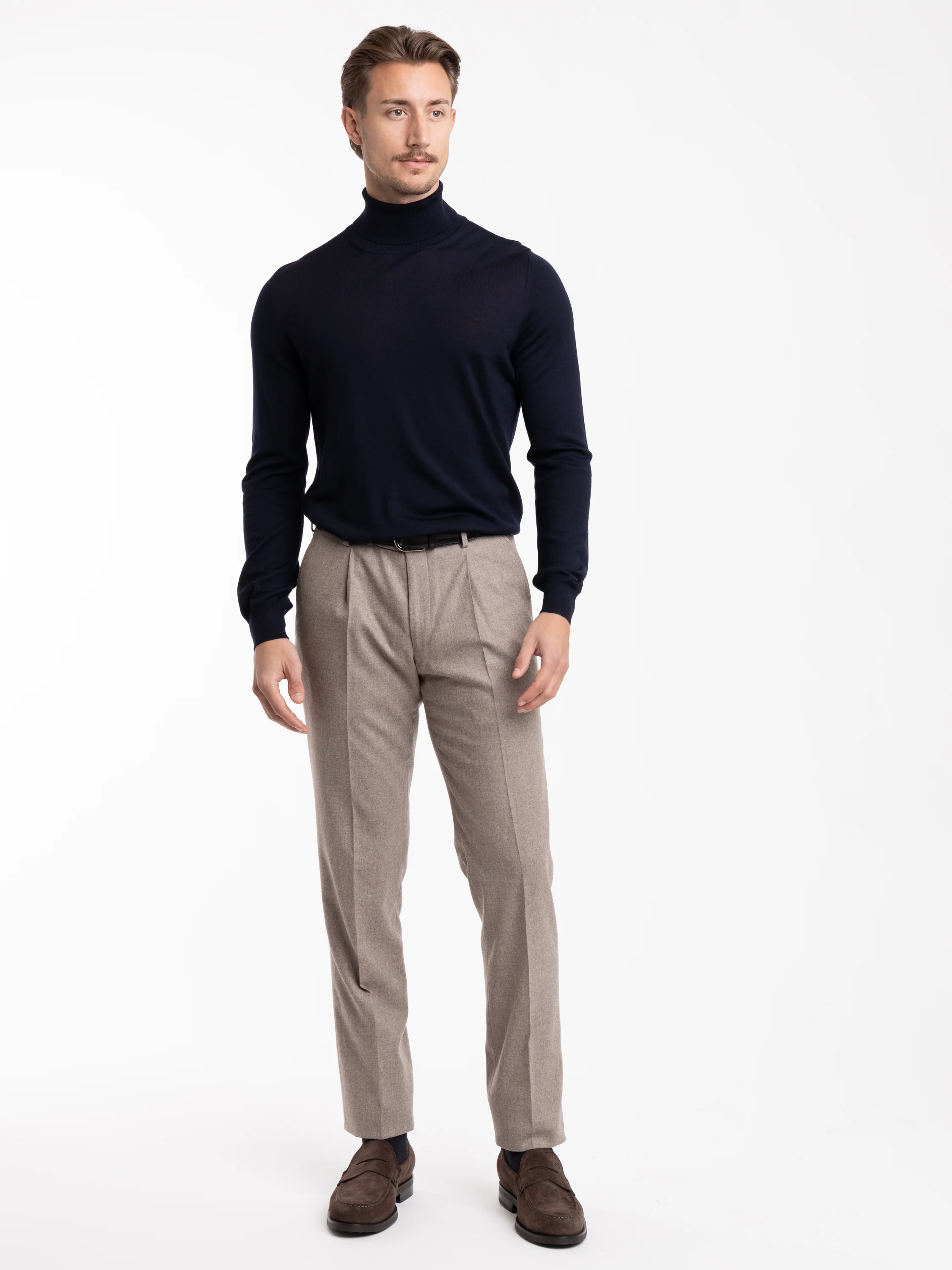 Navy Wool Turtleneck Shirt - Image 2