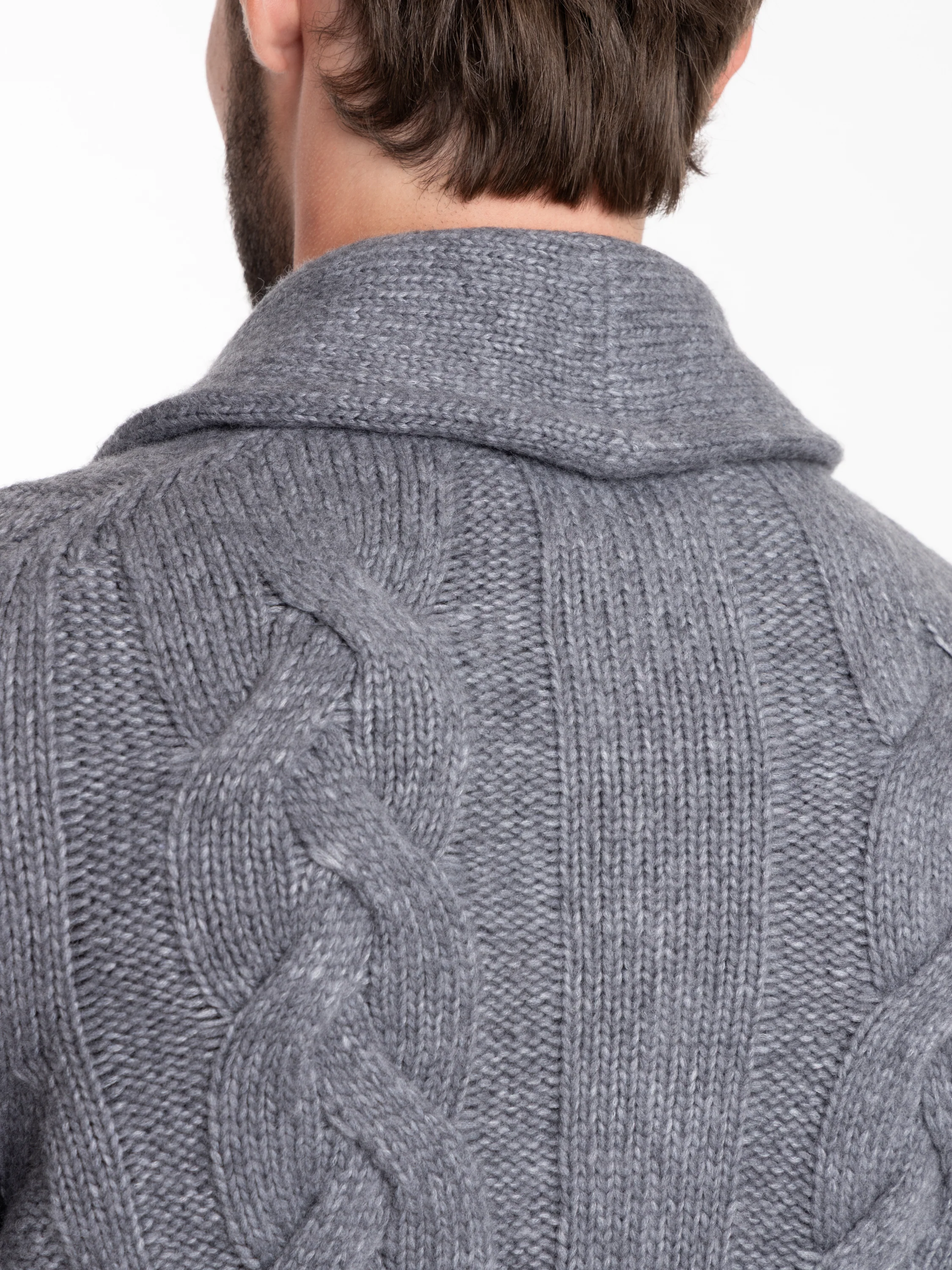 Dark Grey Cashmere Buttoned Cardigan Sweater - Image 7