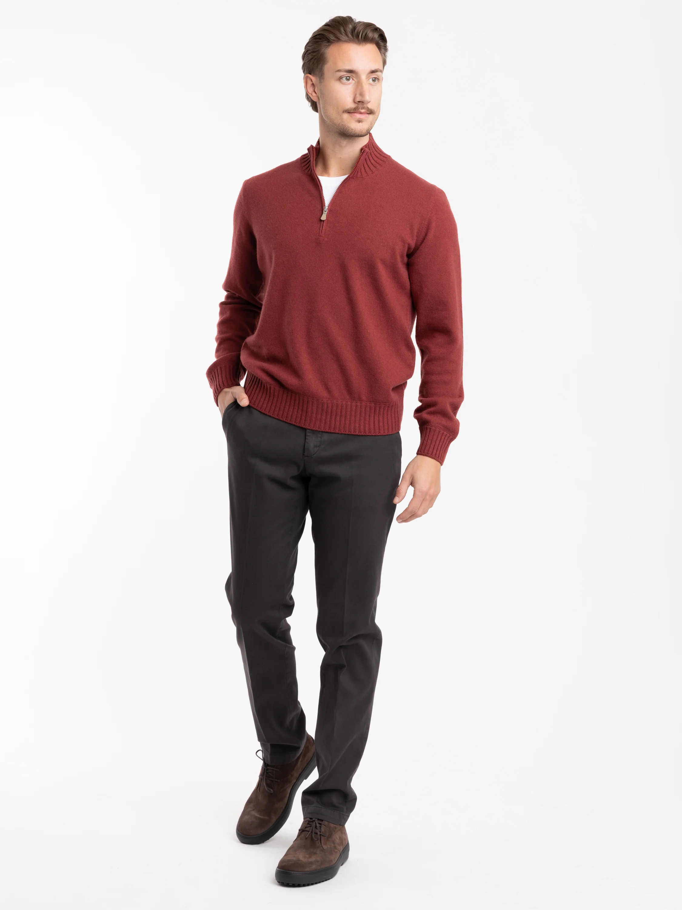 Cashmere Red Quarter-Zip Sweater - Image 2