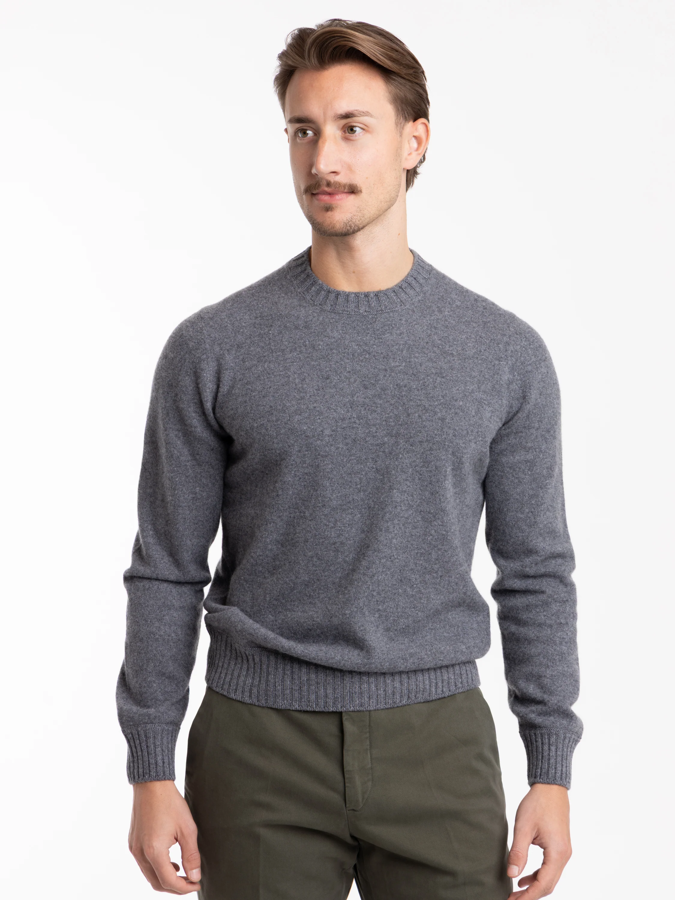 Grey Crewneck Cashmere Sweater