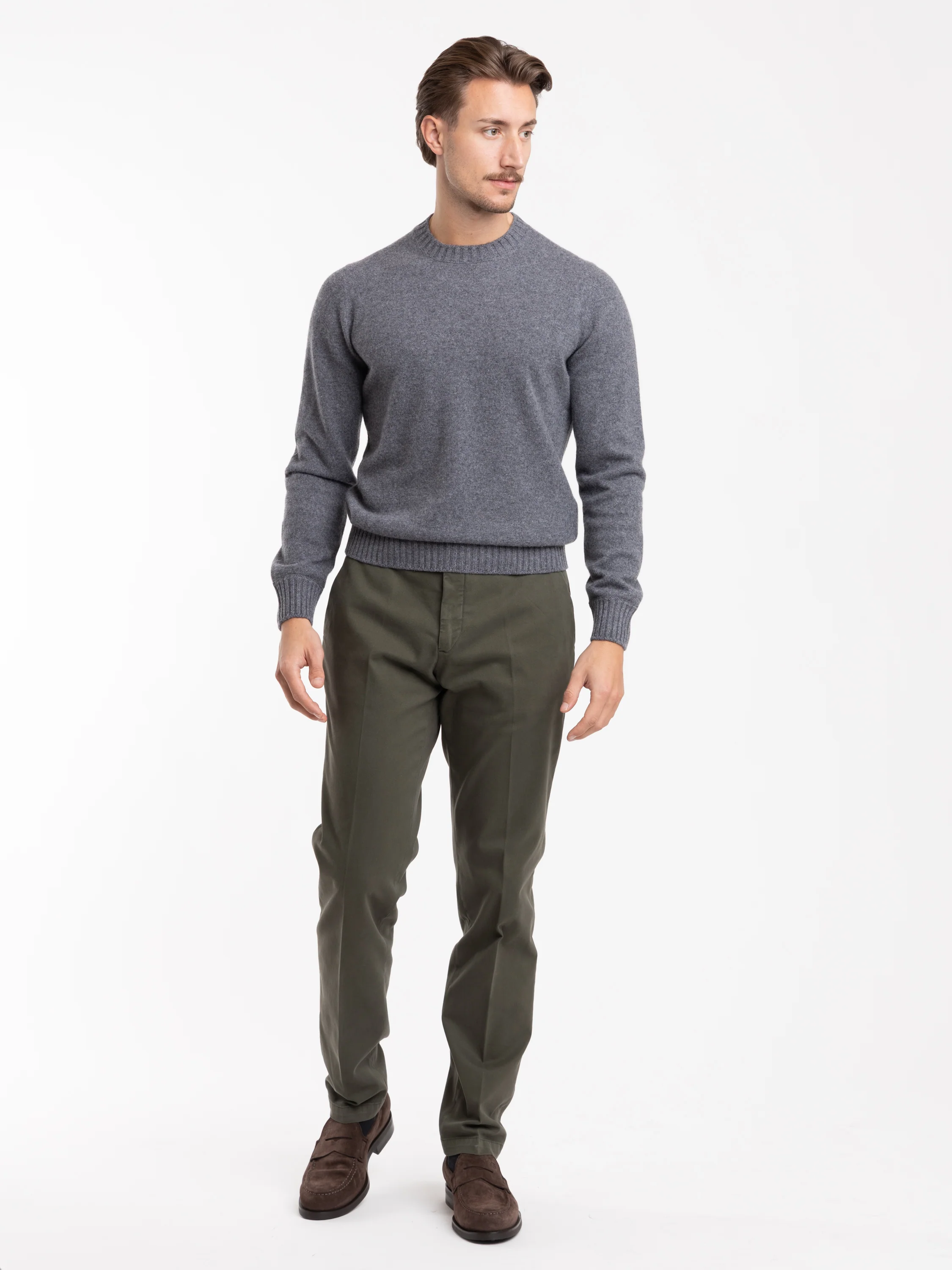 Grey Crewneck Cashmere Sweater - Image 2